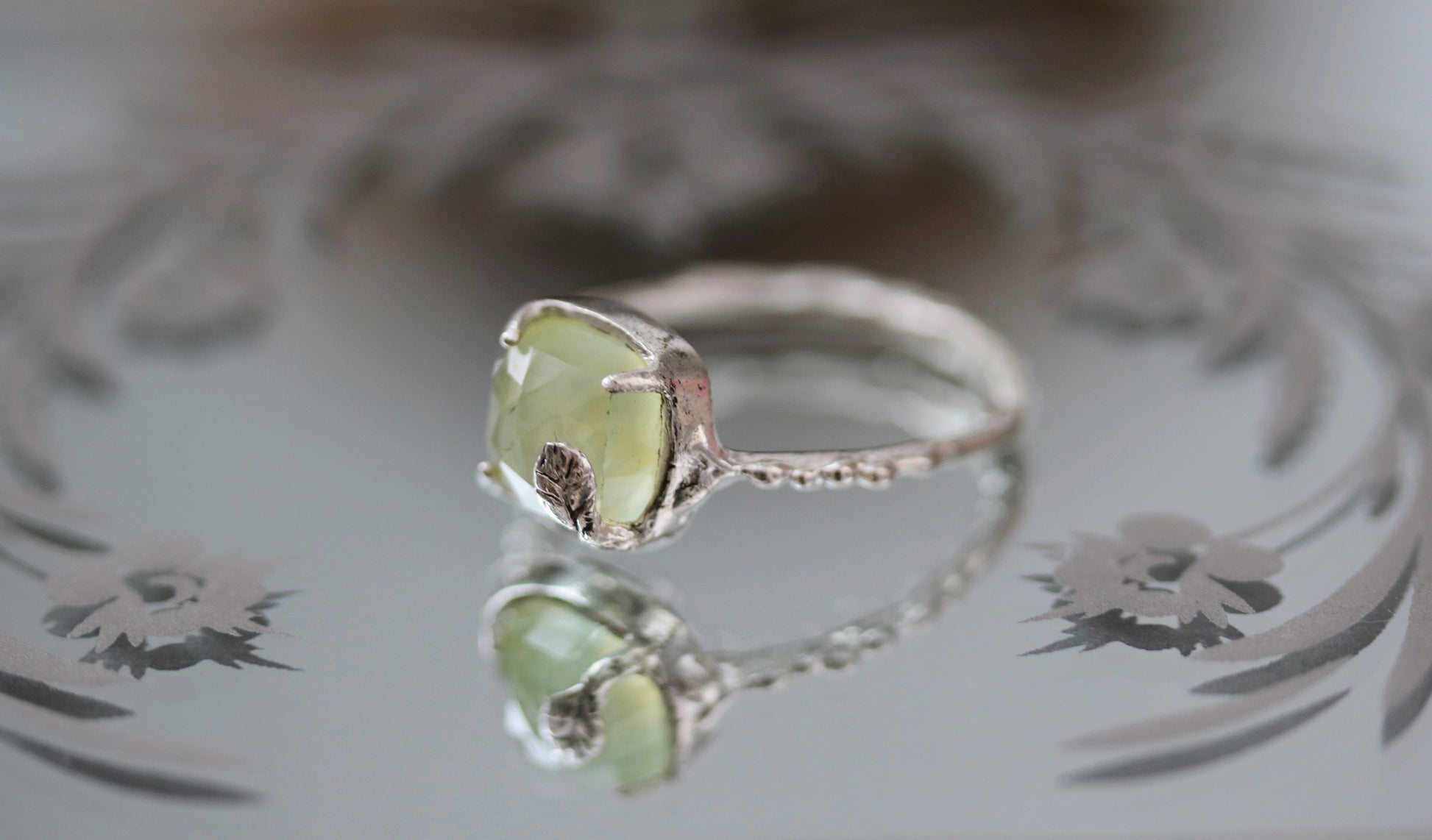 green prehnite ring