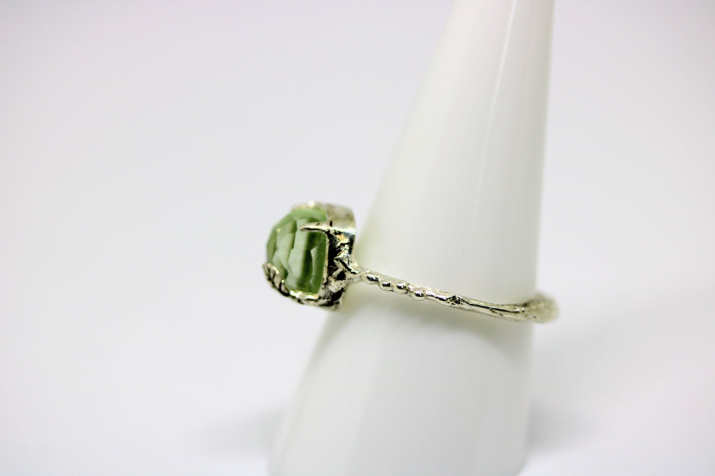 green amethyst silver ring