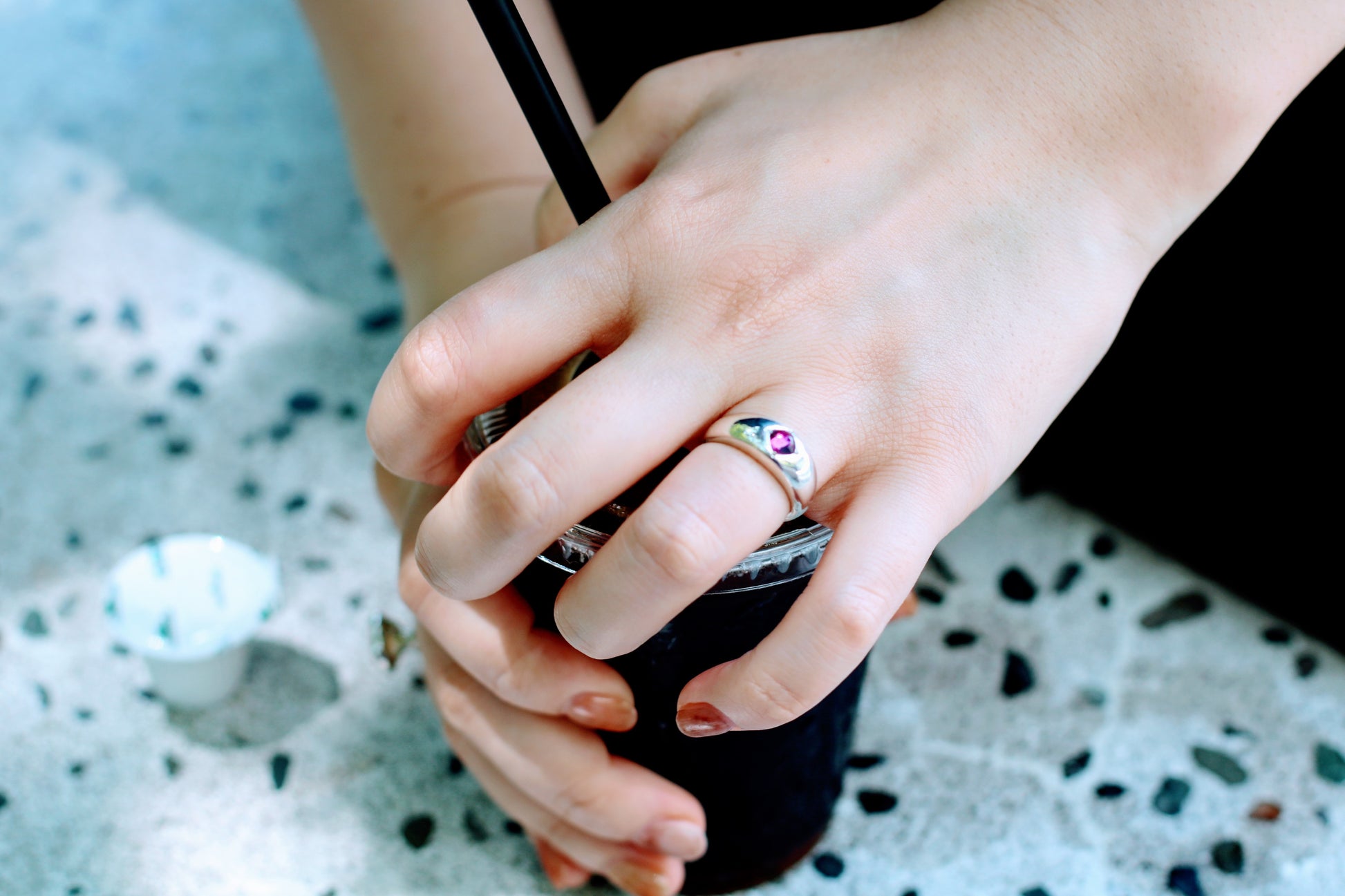 simple chunky ring with gem stone