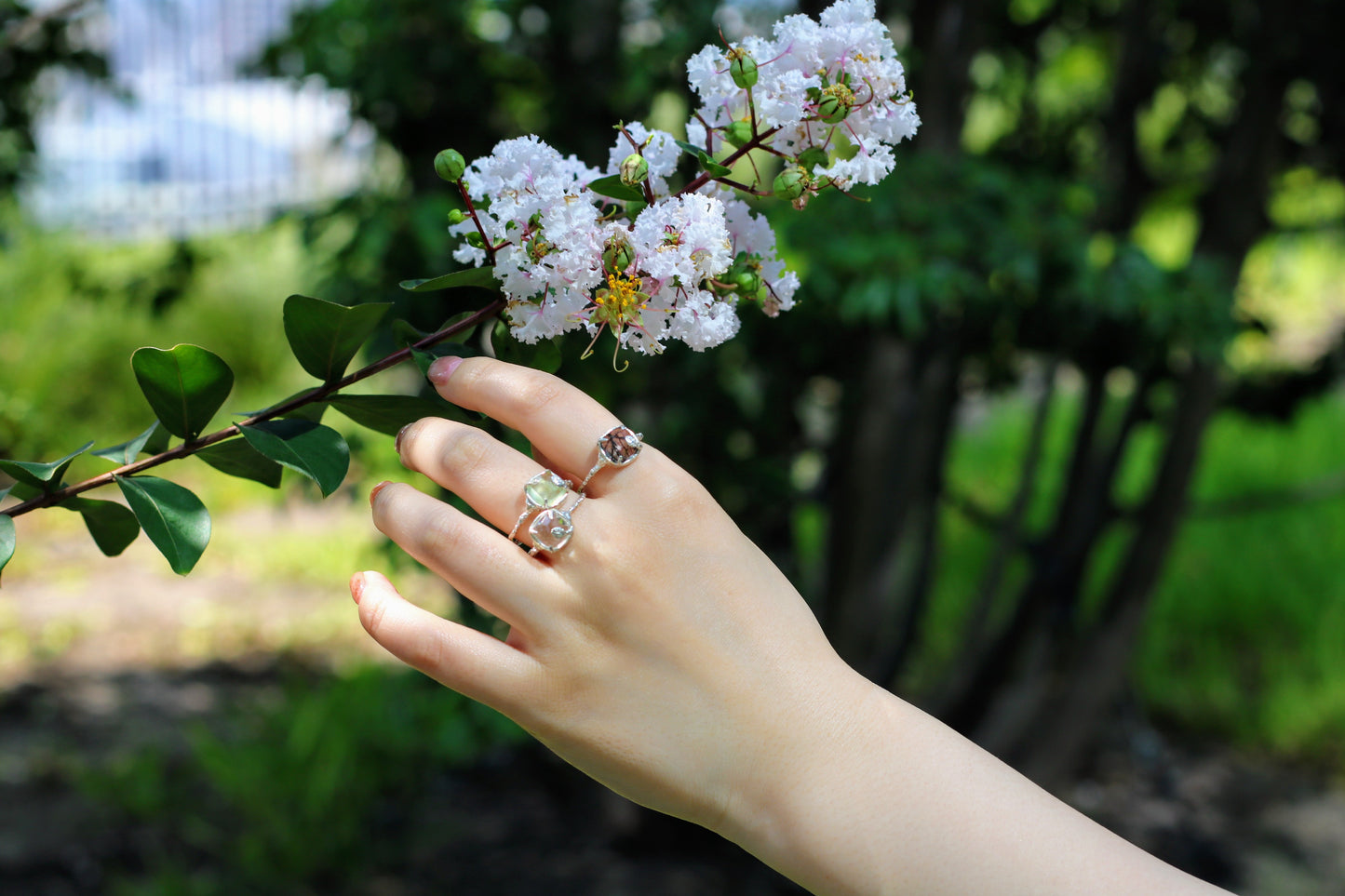 natural black rutile quartz ring