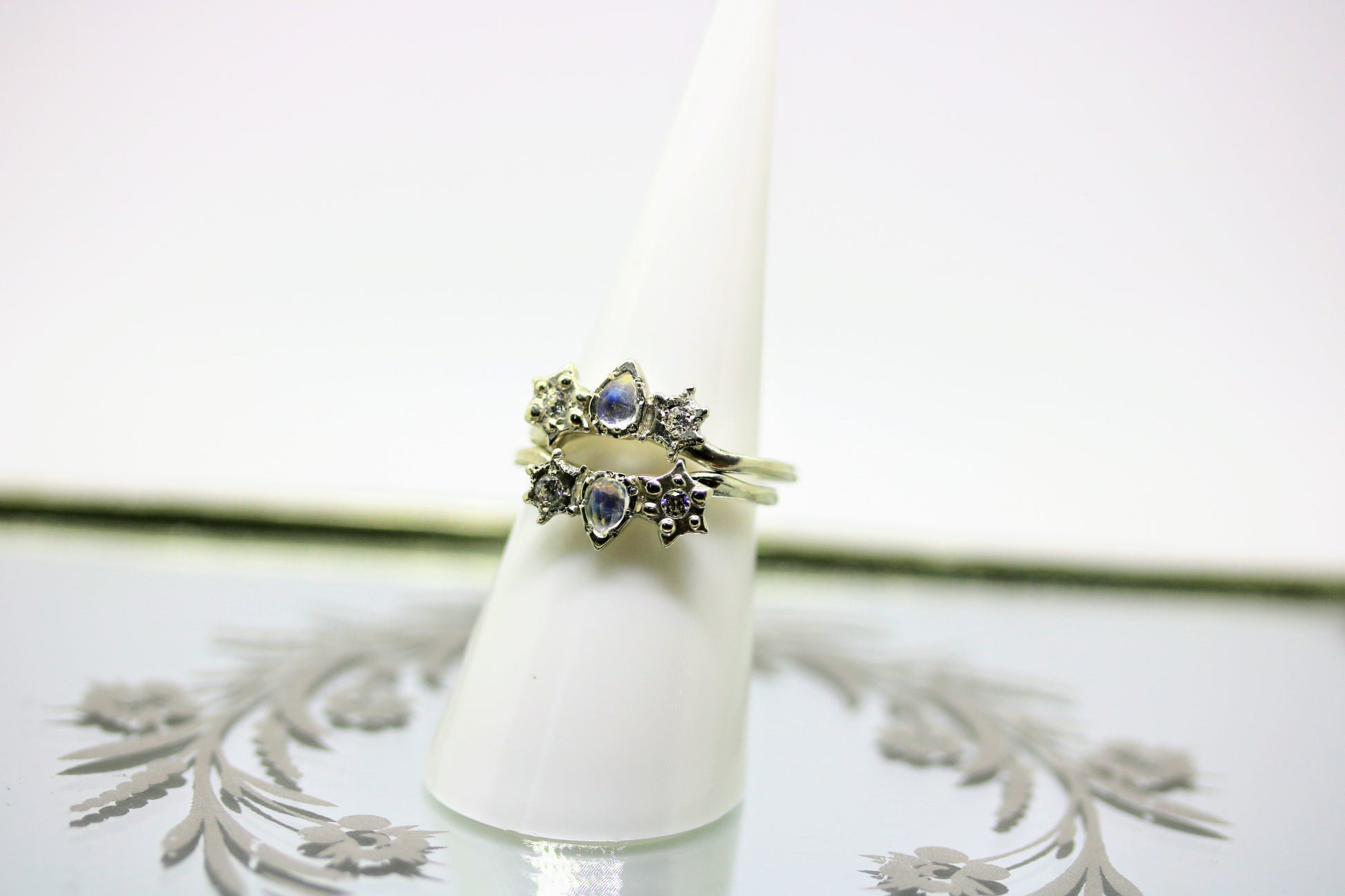 stacking moonstone silver ring