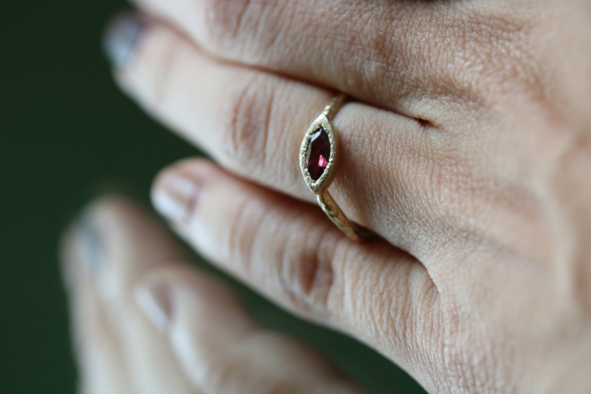 stackable gold ring with gem