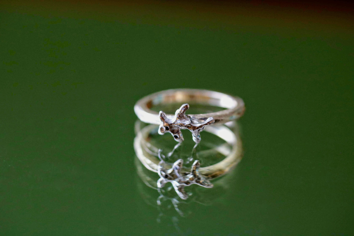 silver coral reef with gold ring