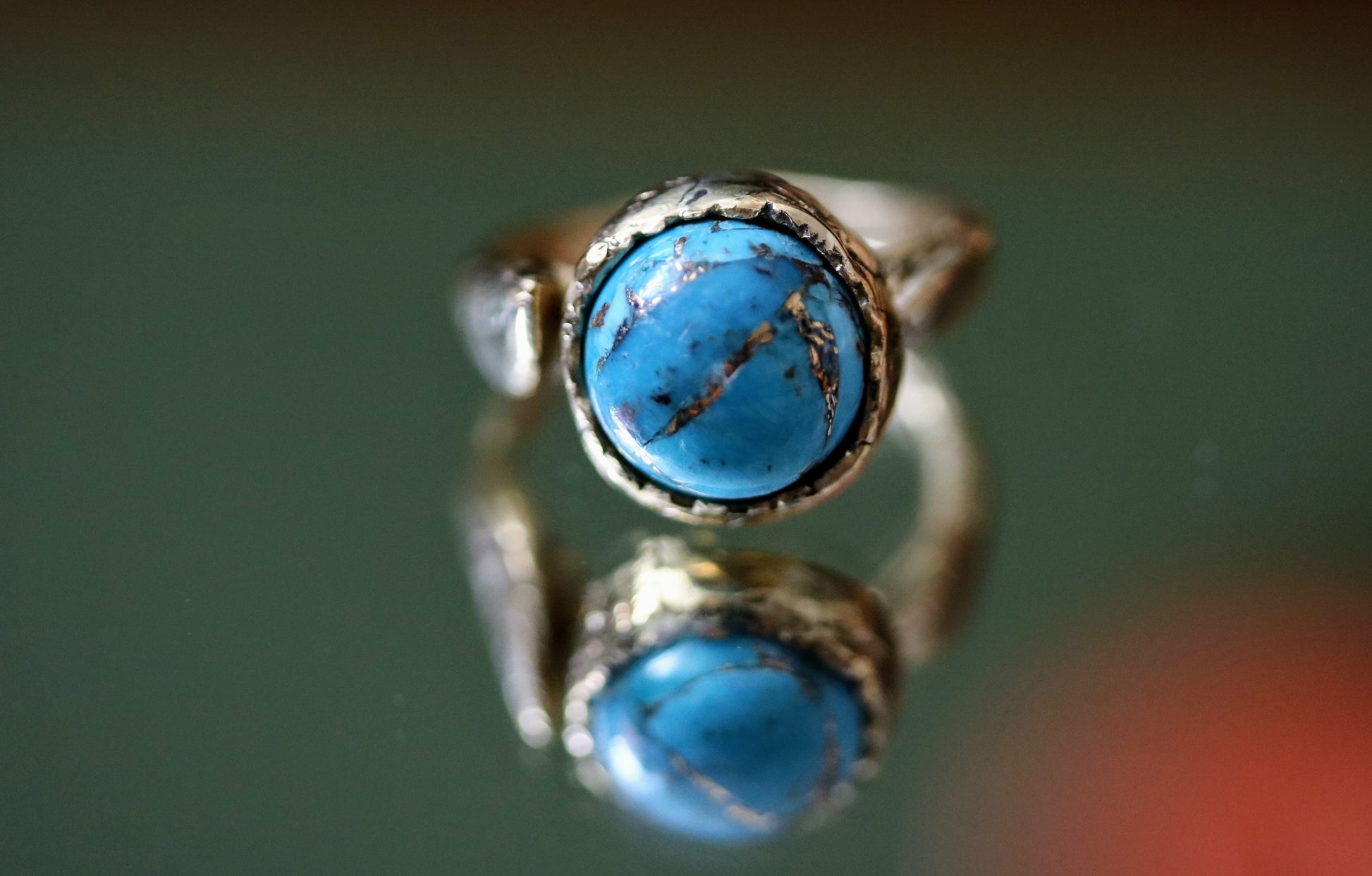 one of a kind copper turquoise ring