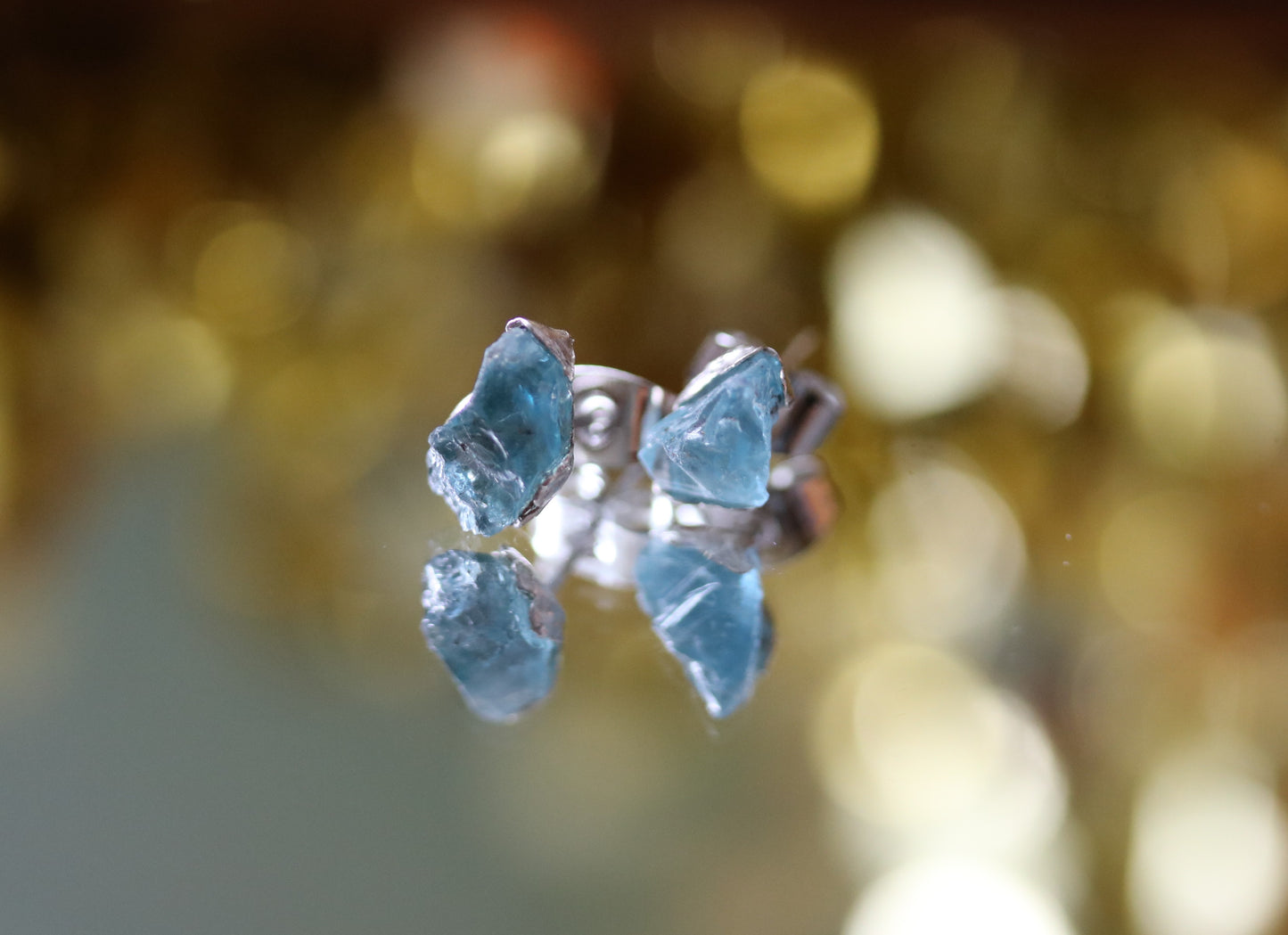 blue zircon silver earrings