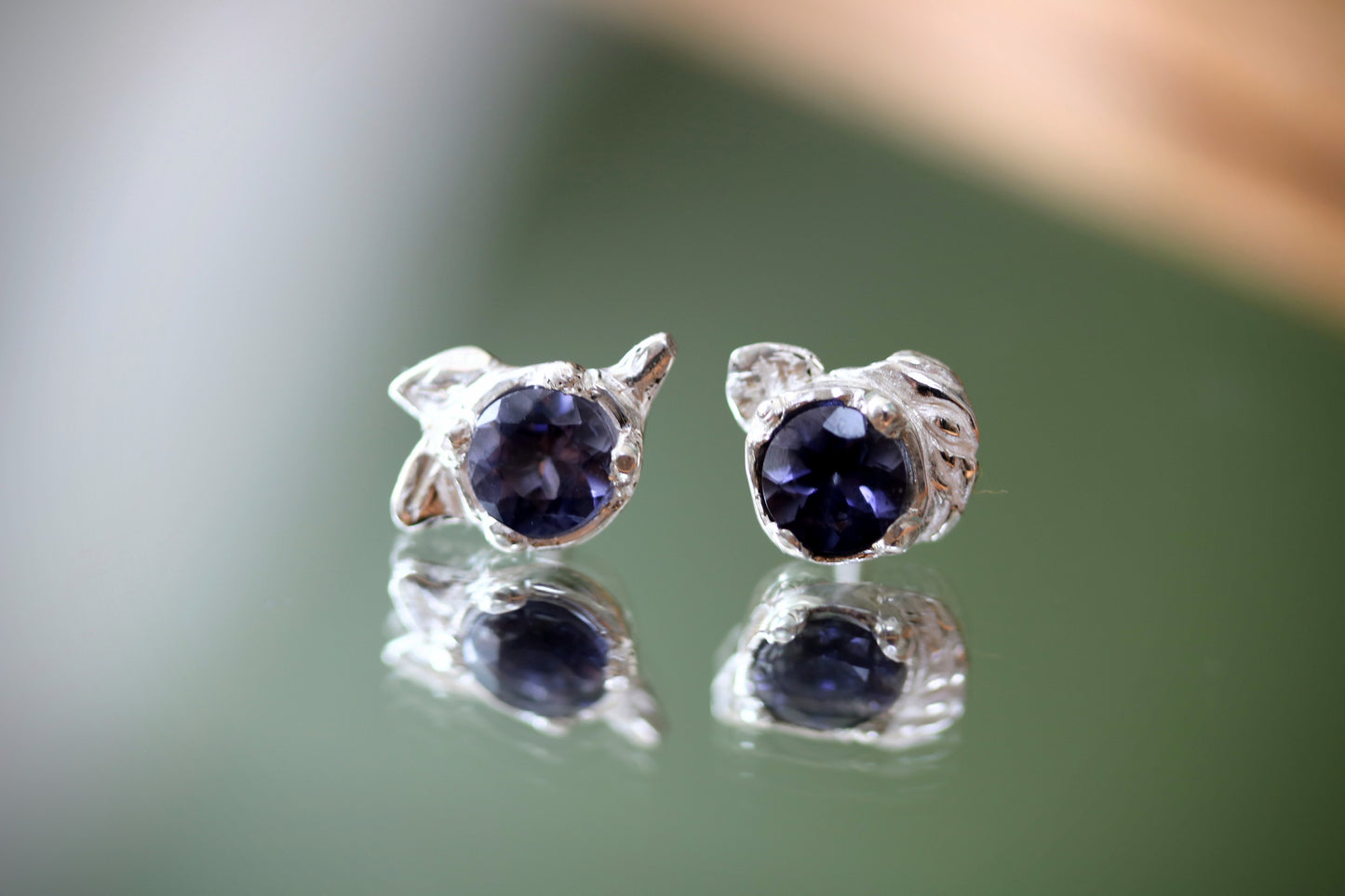 iolite silver studs