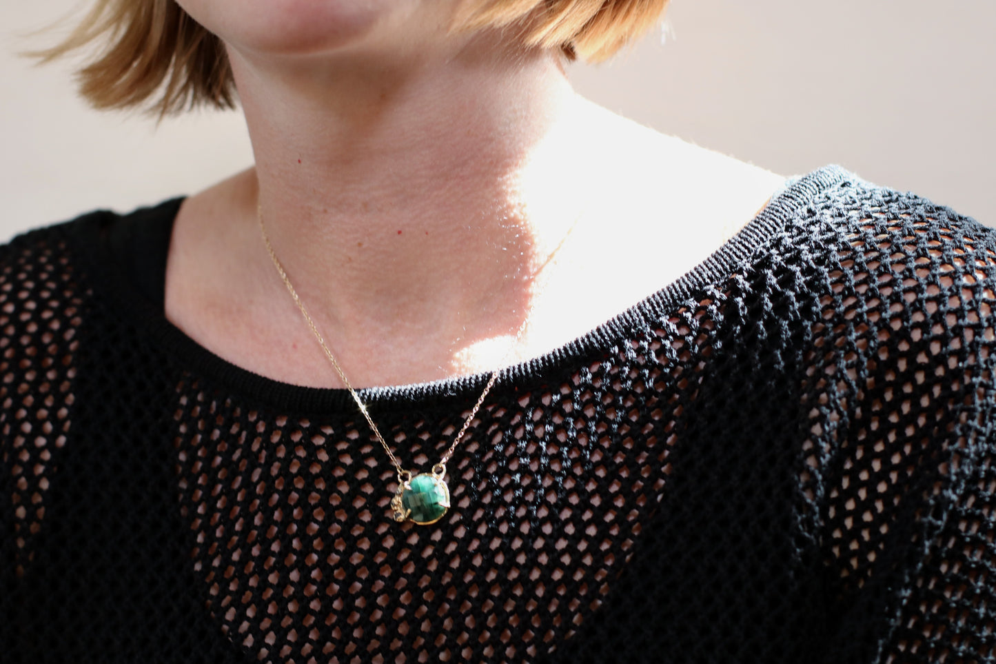 rose cut columbian emerald necklace