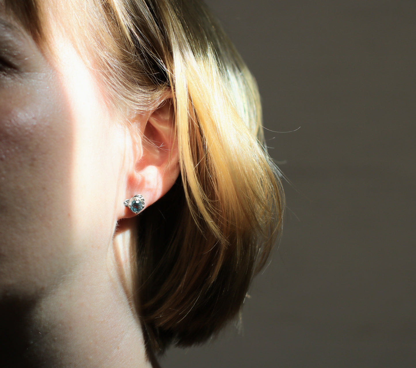 blue topaz silver stud earrings