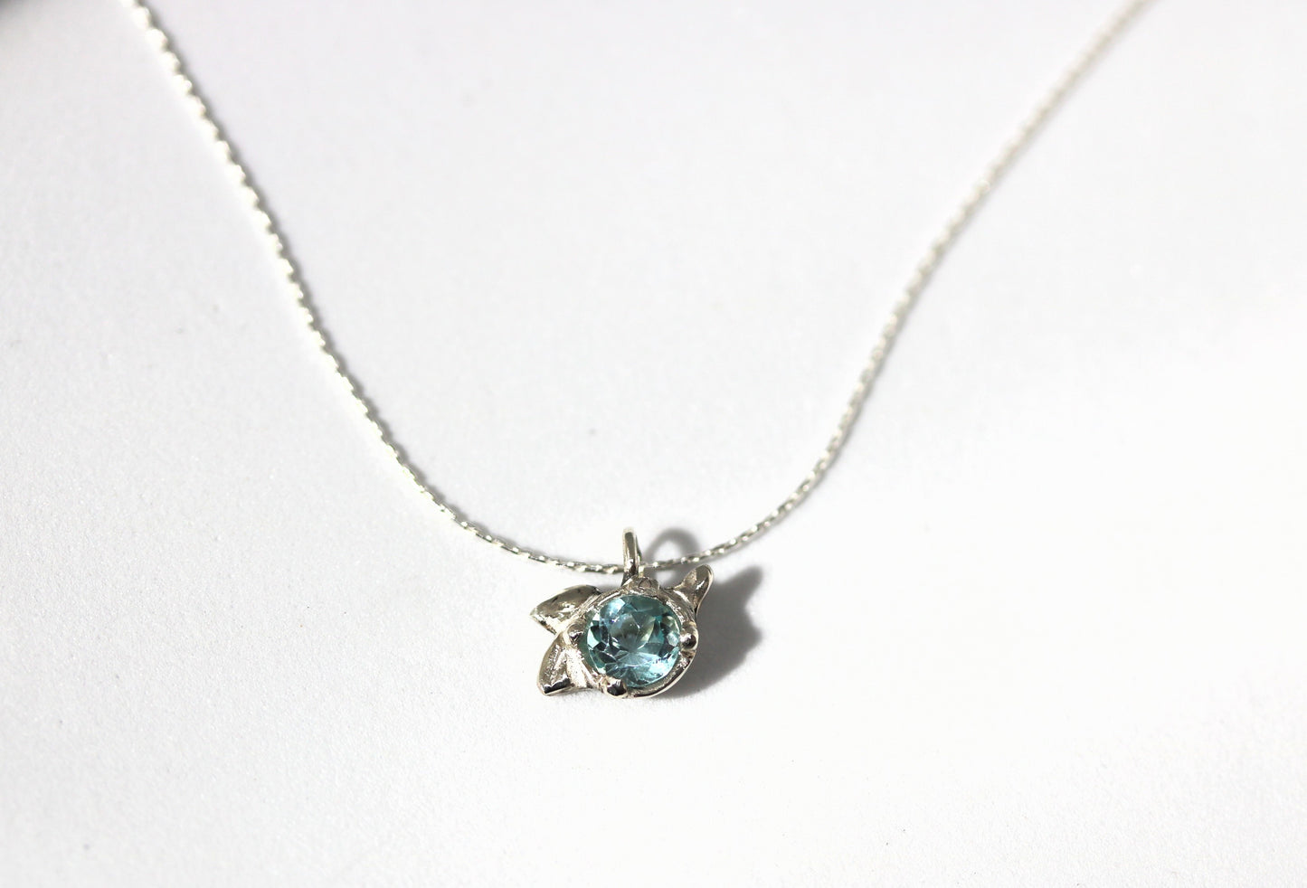 hand carved blue topaz silver pendant necklace