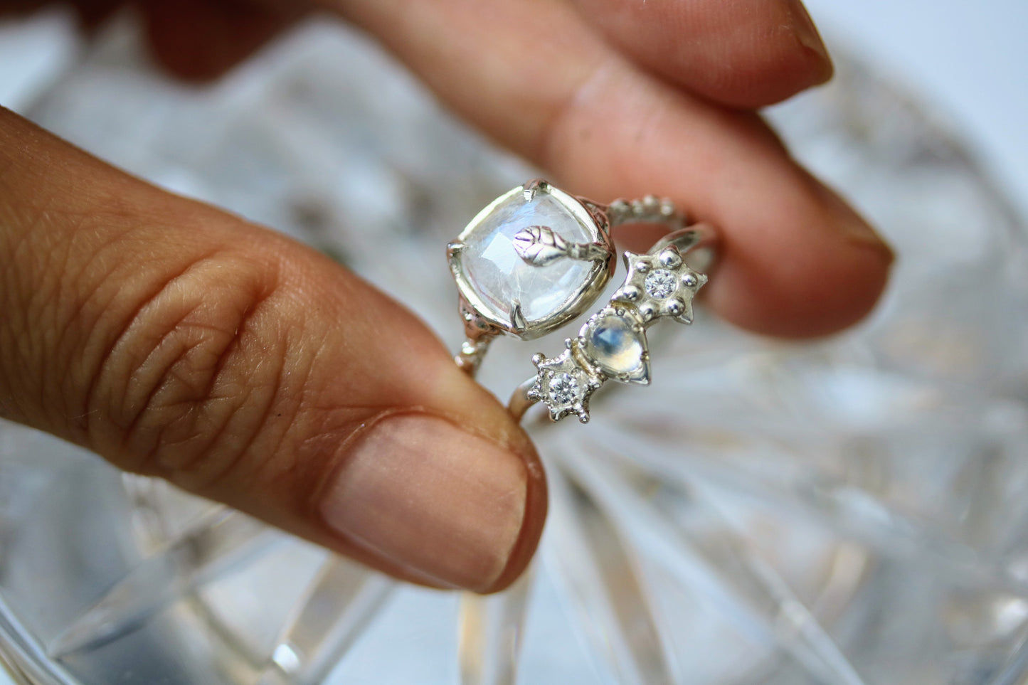 moonstone stacking rings