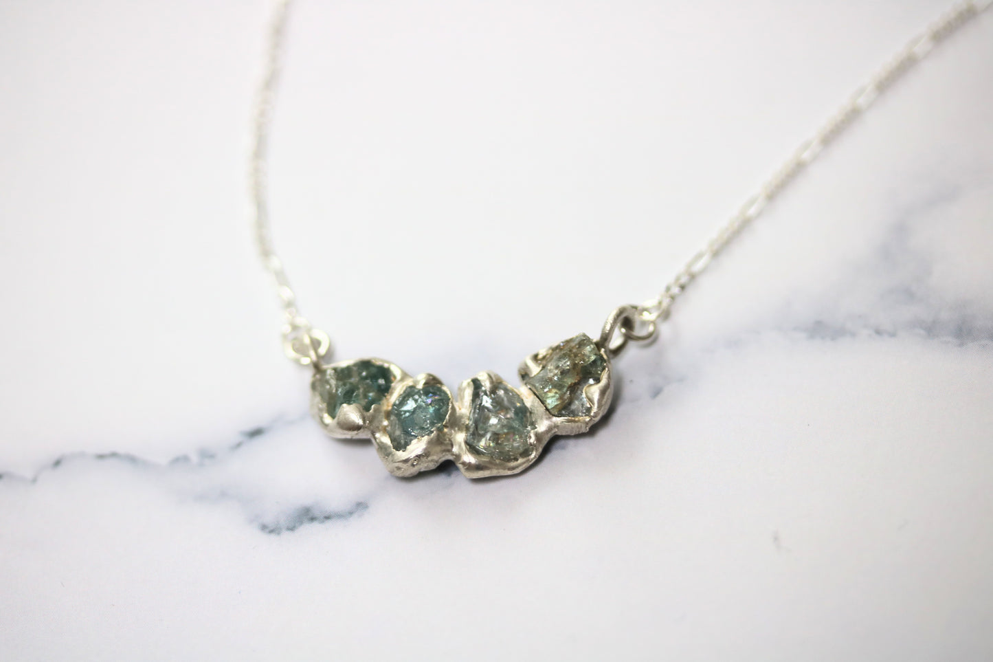 zircon silver necklace