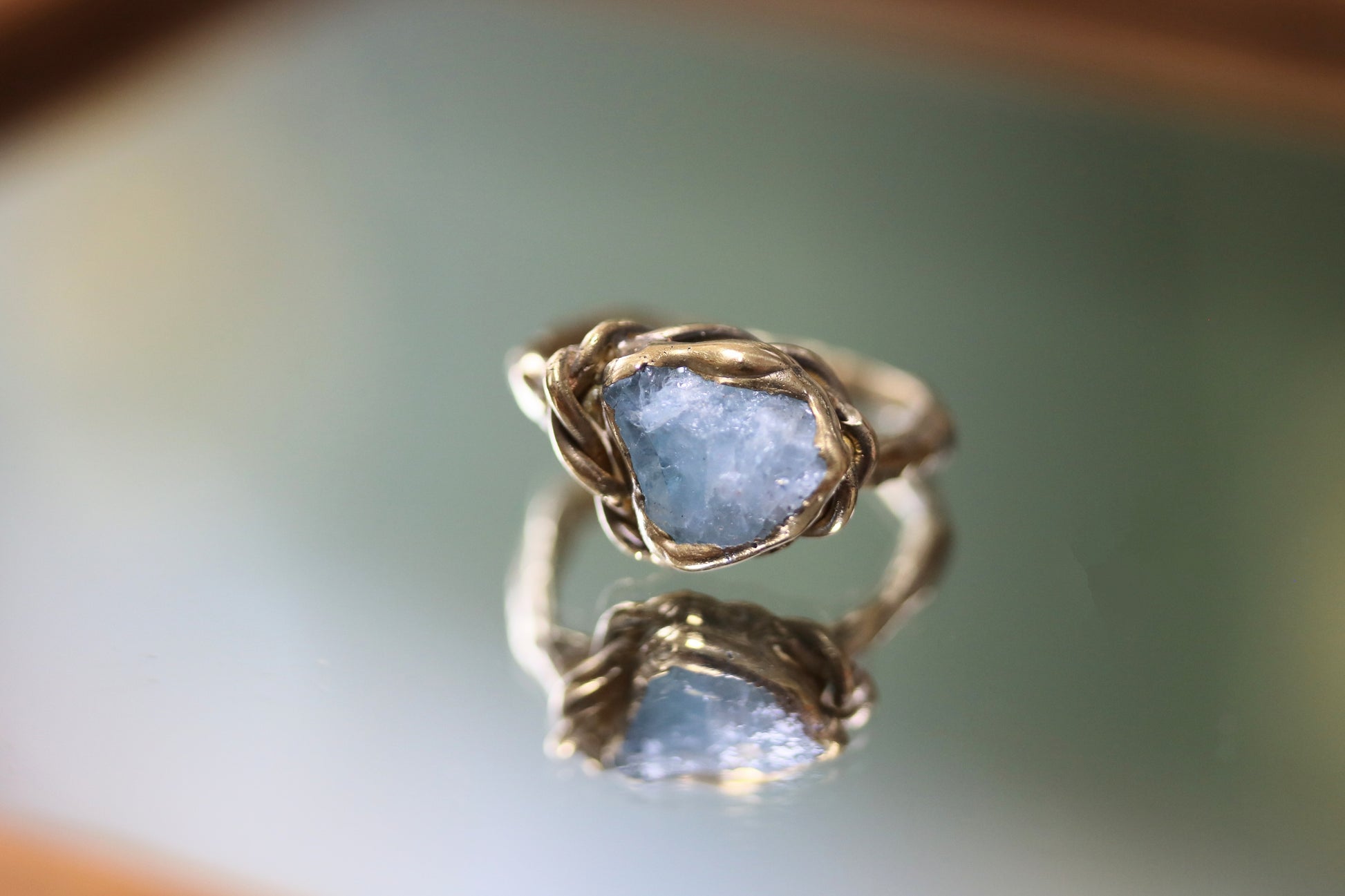 aquamarine brass ring