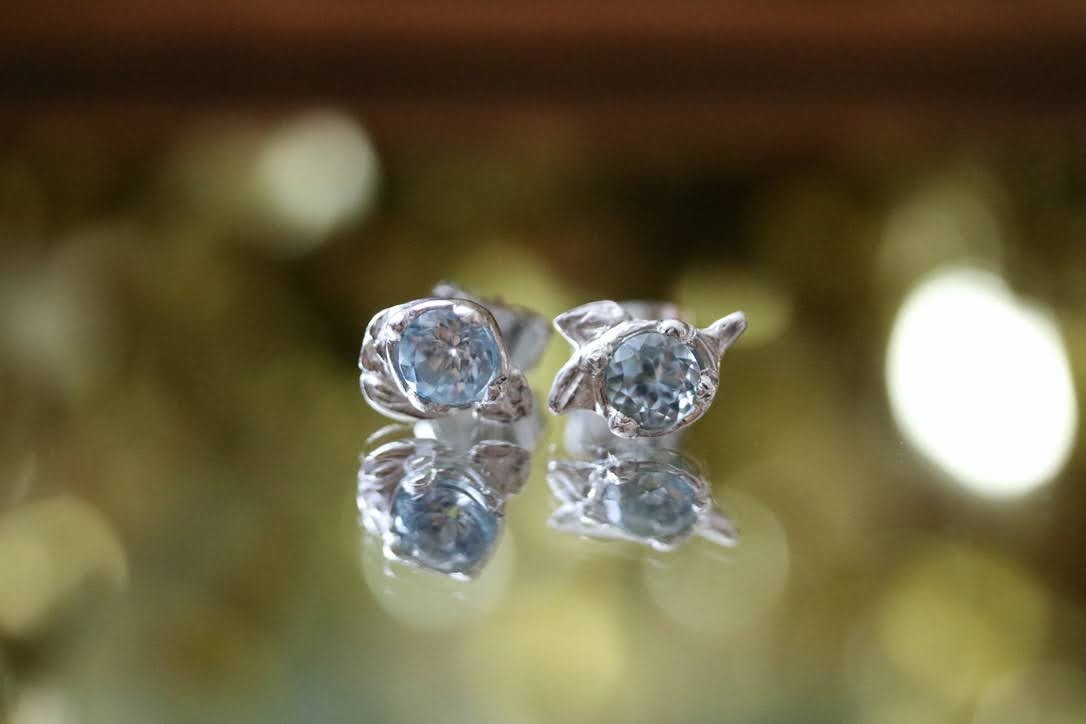 blue topaz silver studs