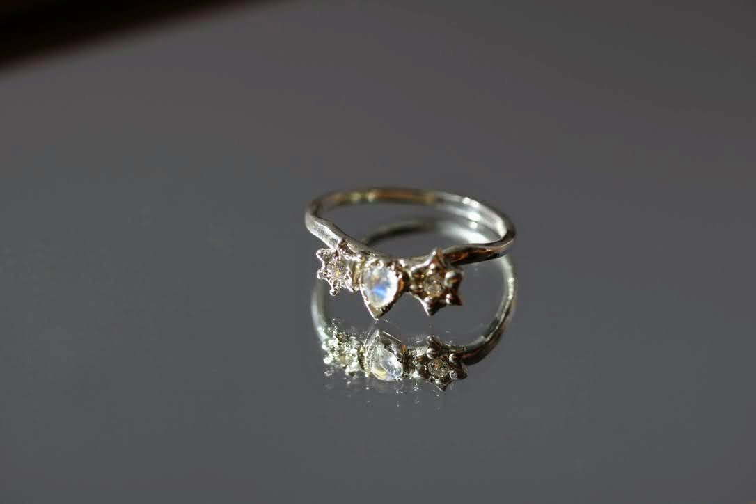moonstone silver stacking ring
