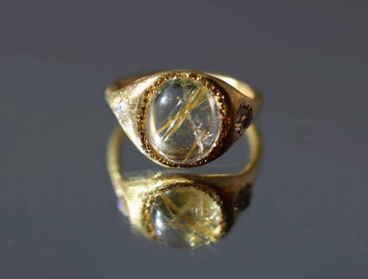 gold rutile inclusion gold ring