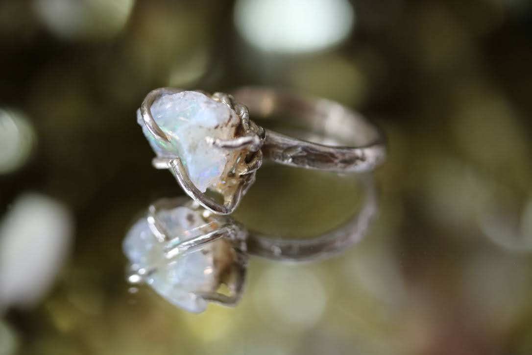 rough opal brass ring