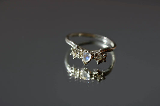 moonstone dainty stacking star ring