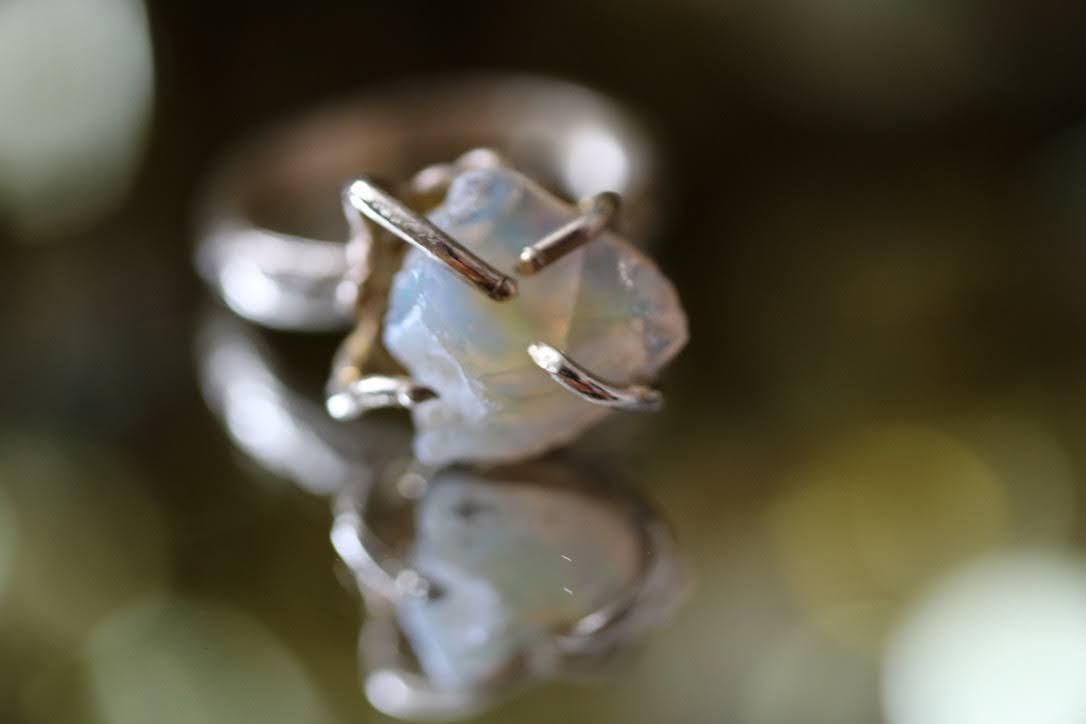 one of a kind rough opal ring