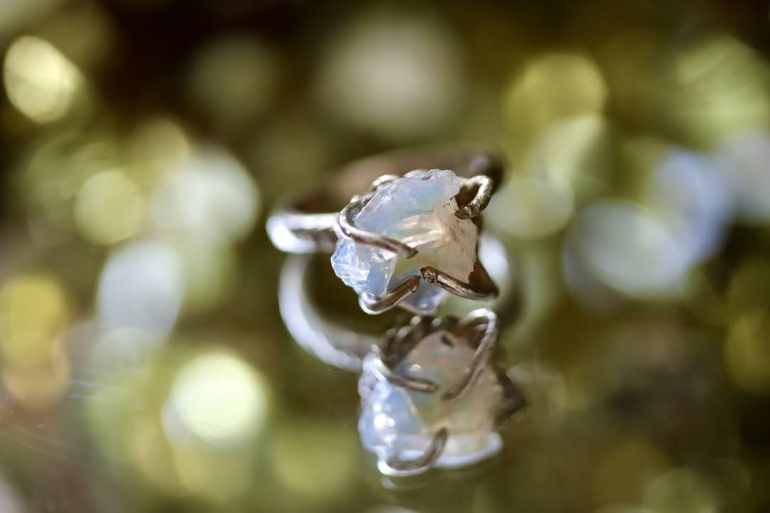 one of a kind raw opal ring