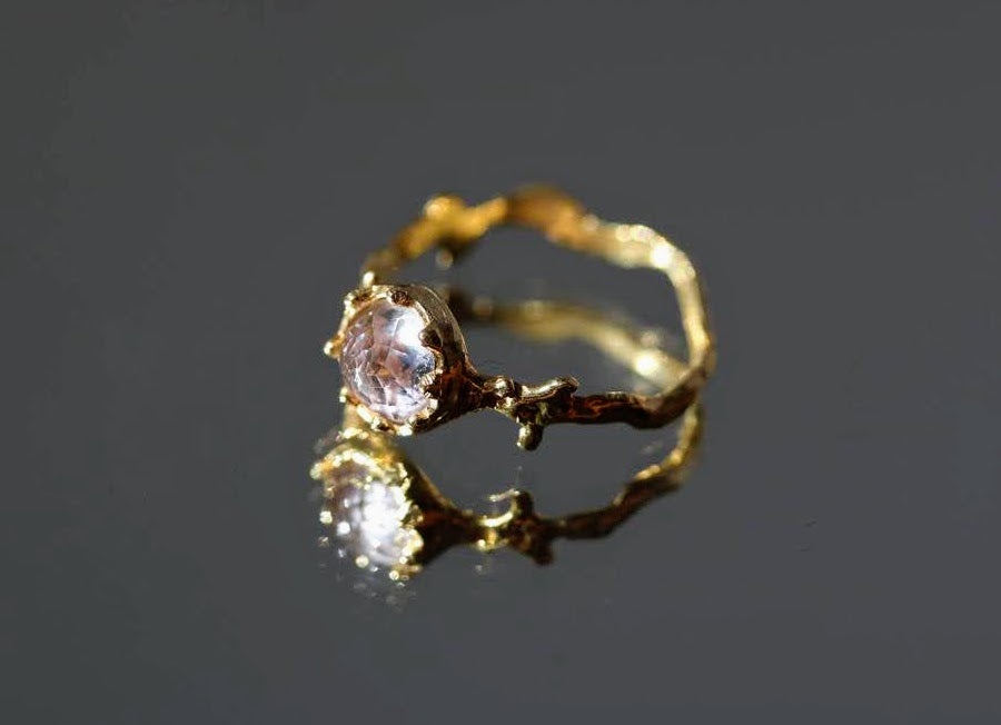 pink amethyst gold ring