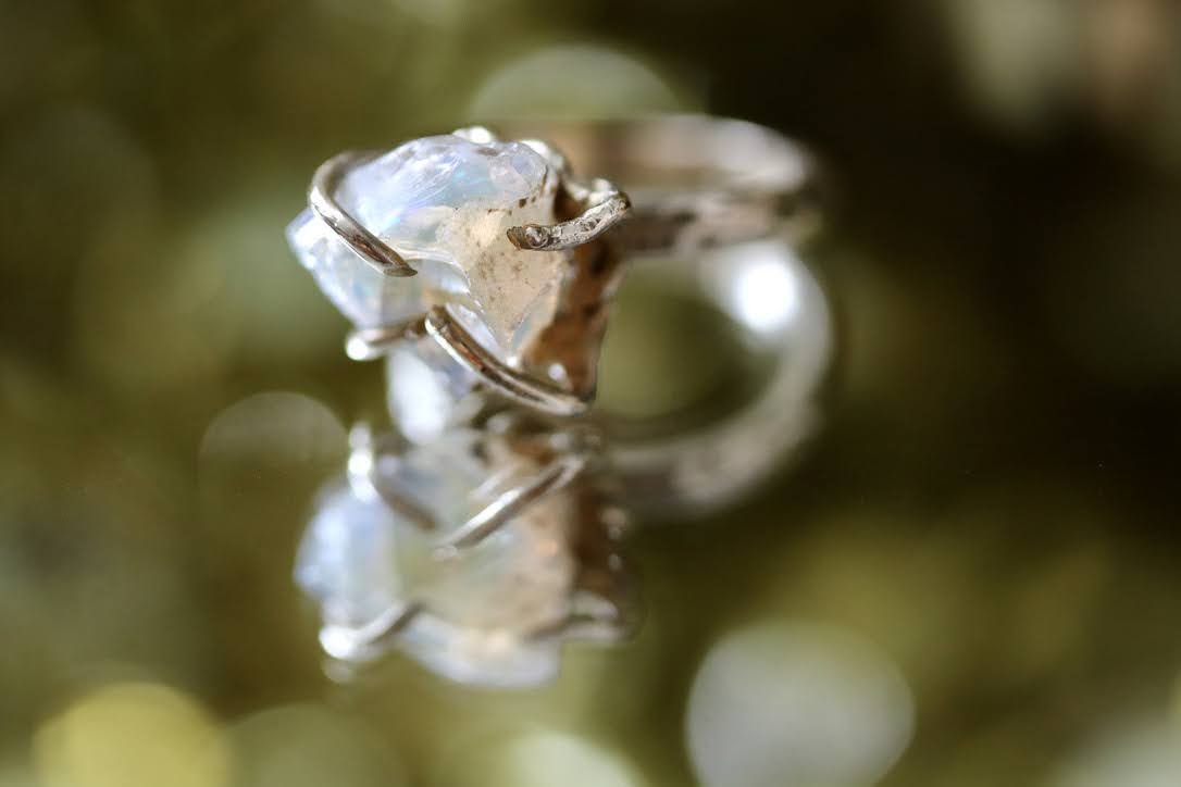 white ethiopian opal ring