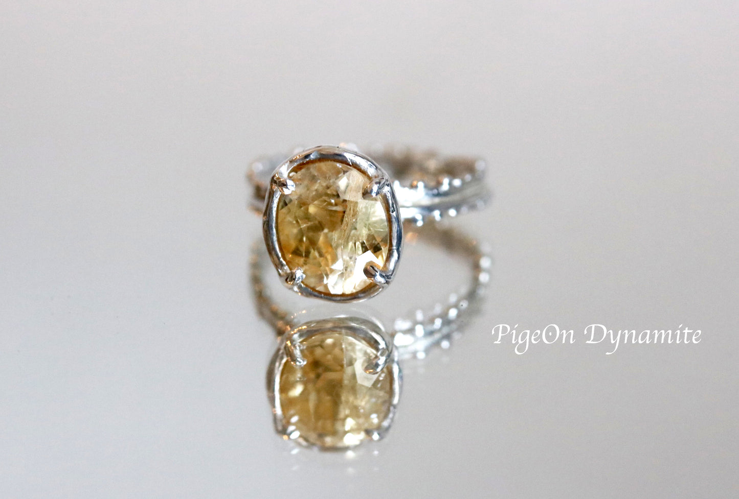 yellow citrine 925silver ring