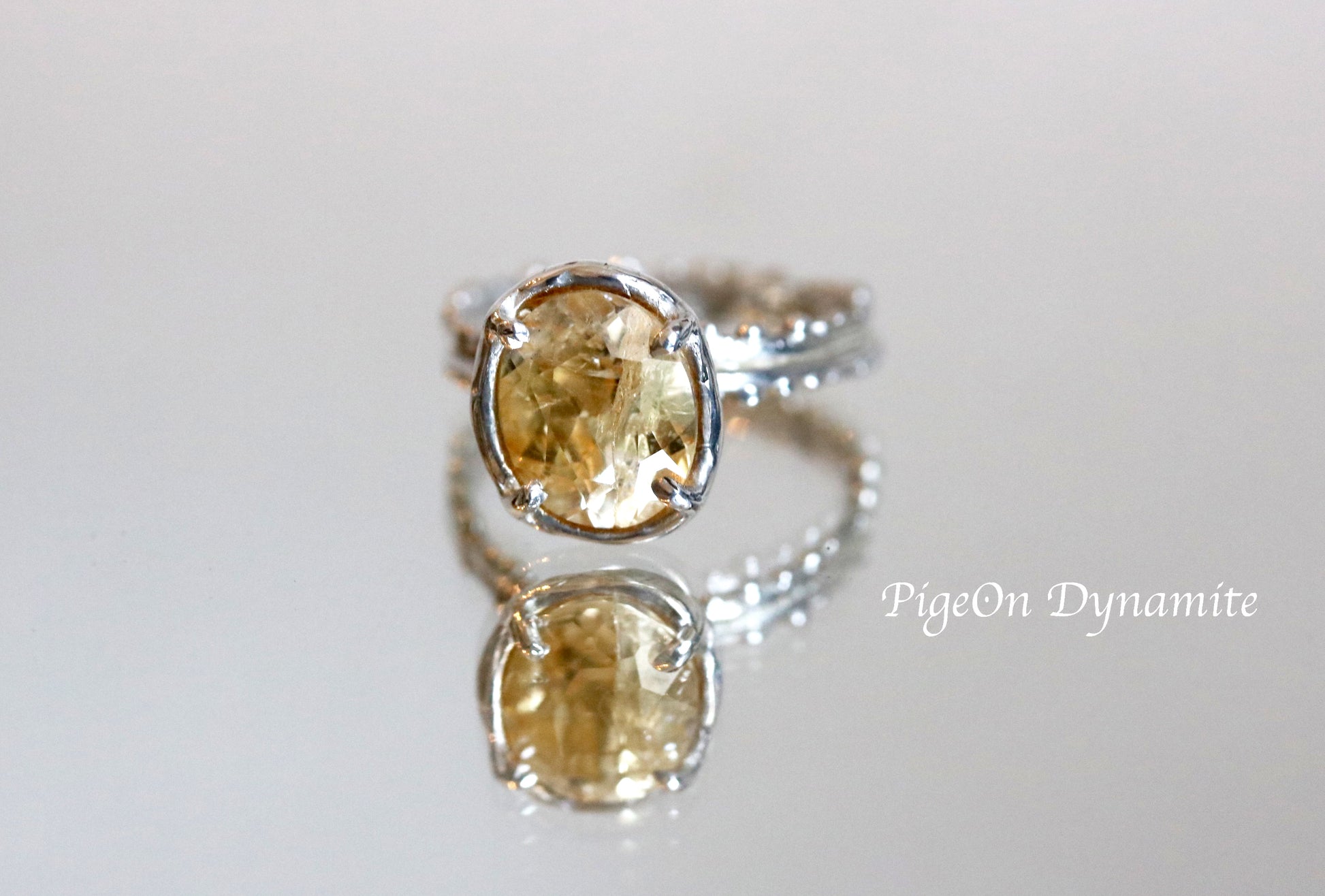 yellow citrine 925silver ring
