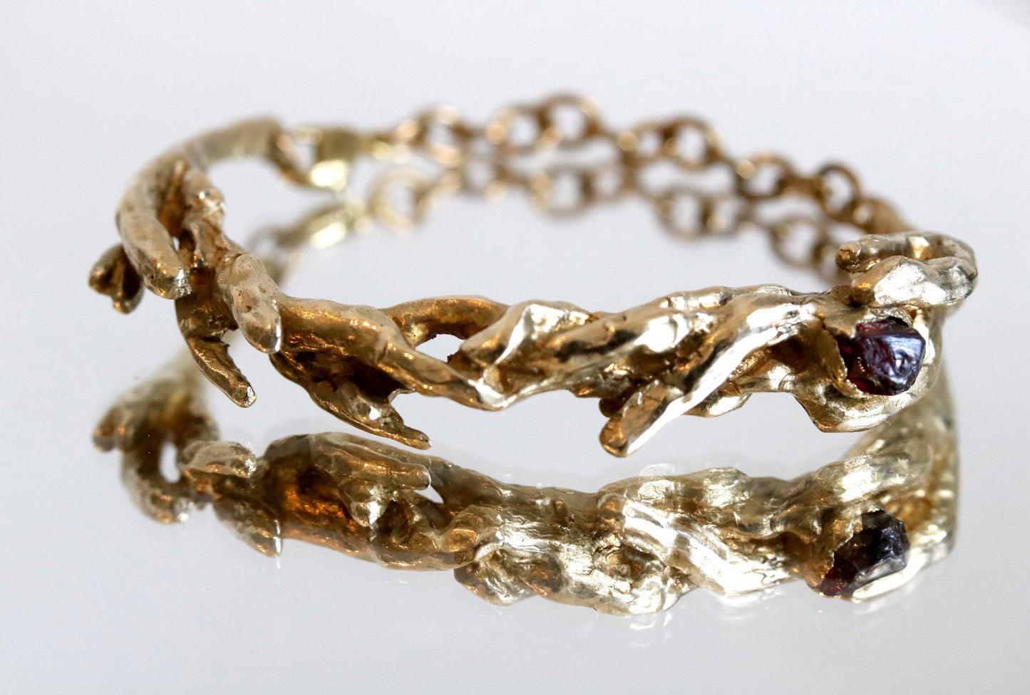 raw garnet brass cuff bracelet