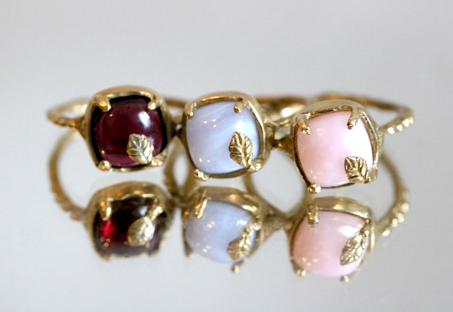 statement square gem stone rings