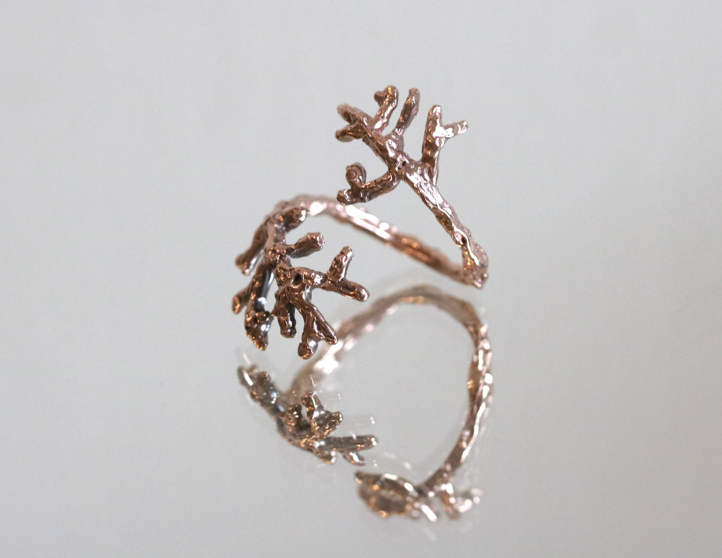 pink gold coral reef ring
