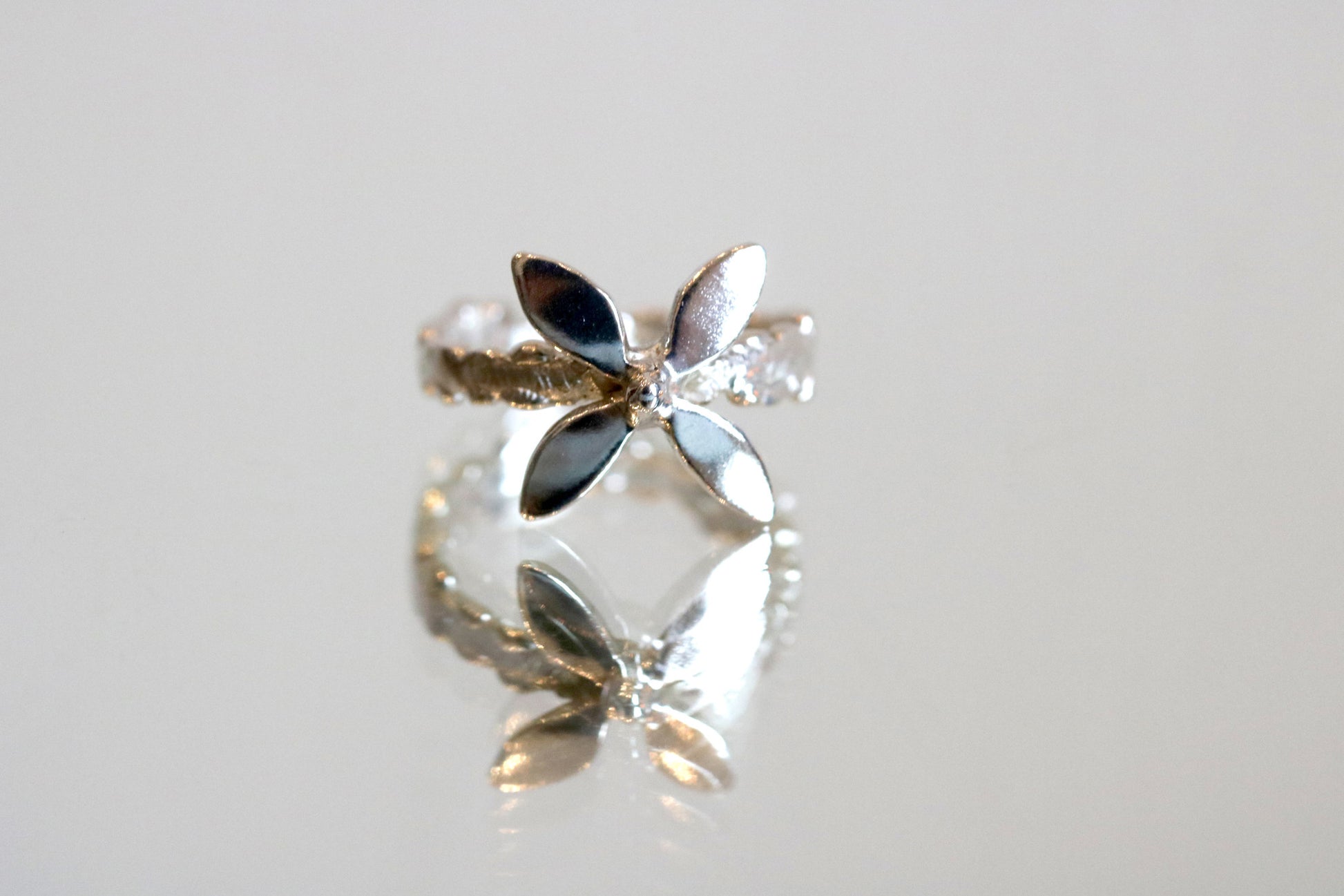 silver floral ring