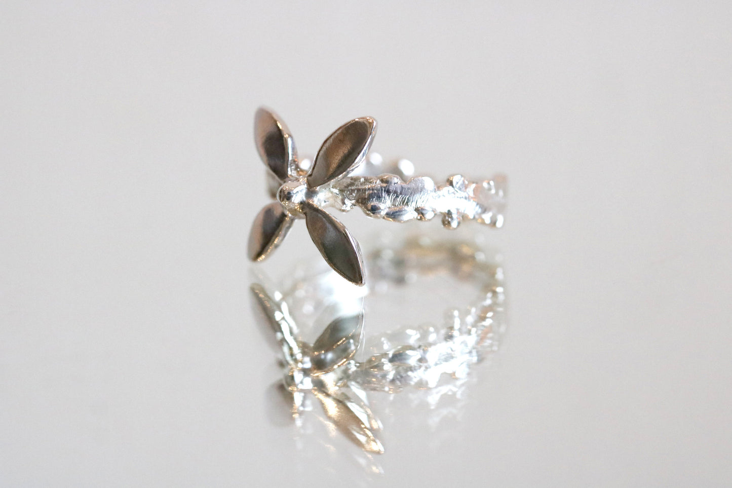 silver flower ring