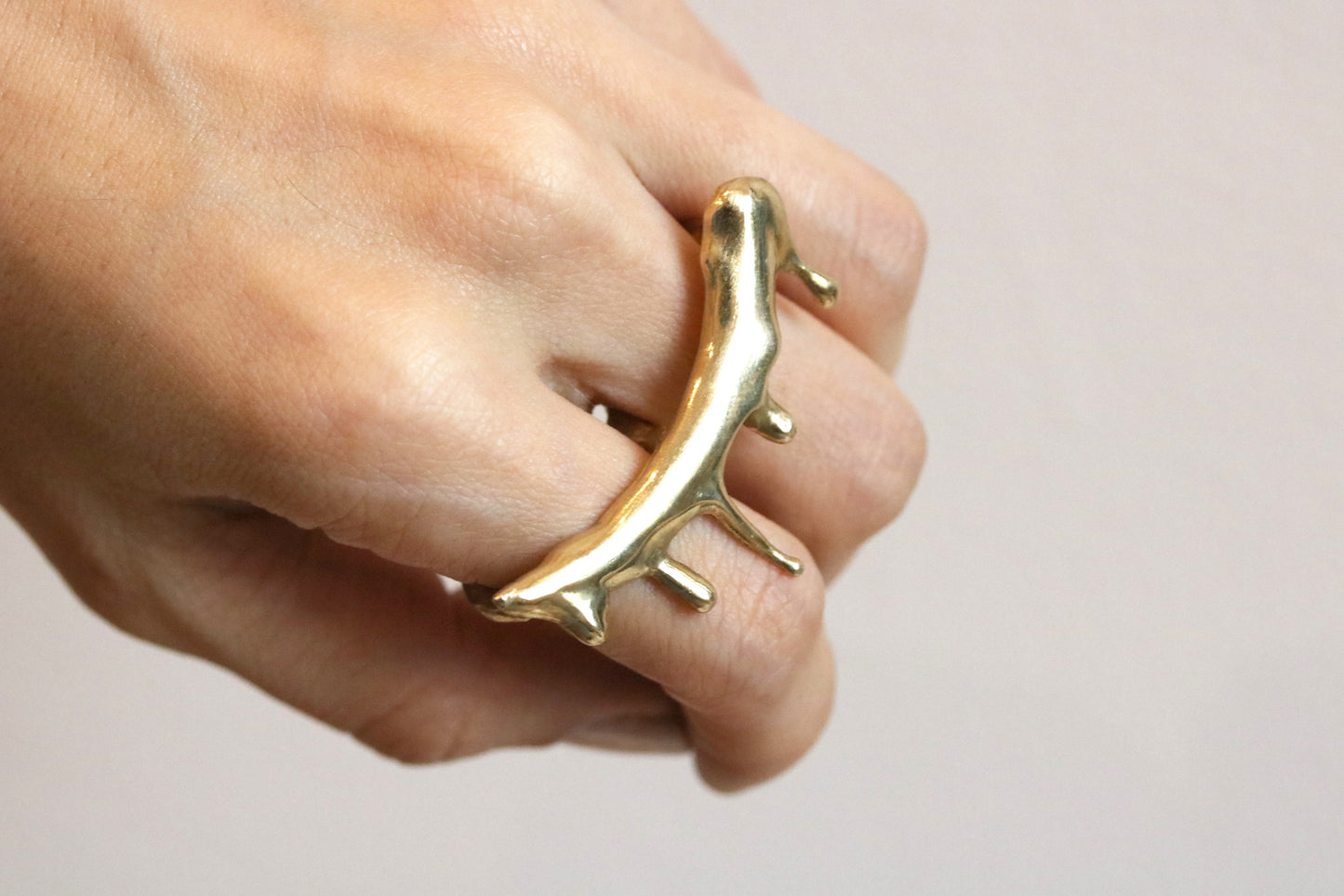 Melted Metal Stream Double Finger Ring