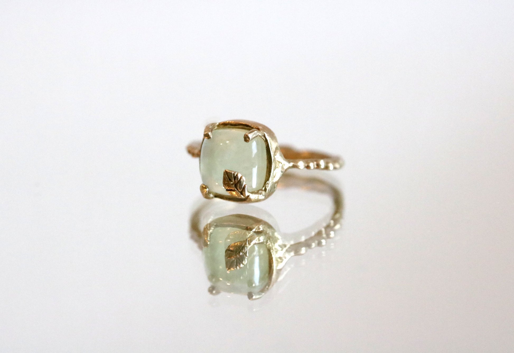 green semi precious solitaire ring