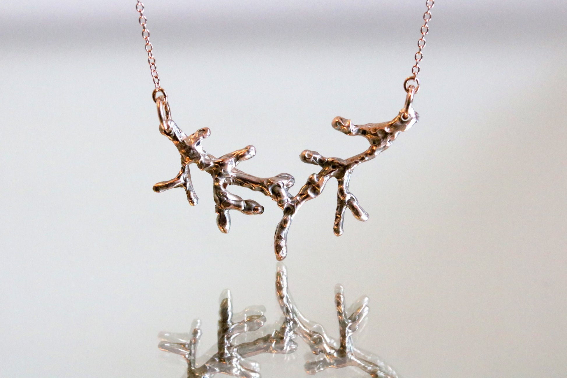 rose gold coral reef necklace