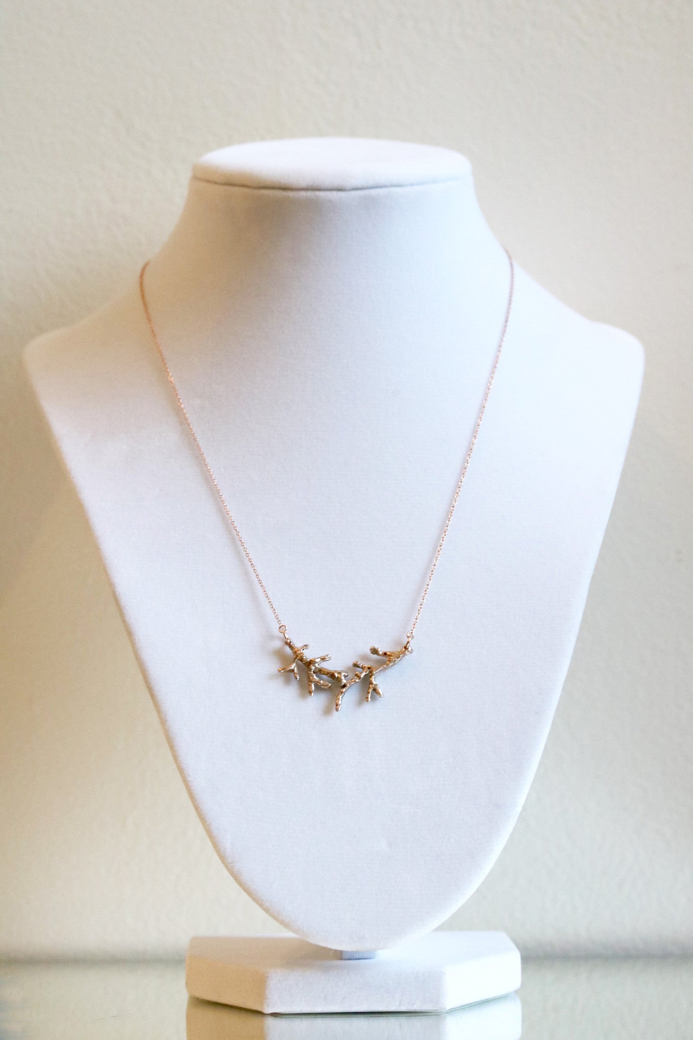 rose gold simple coral reef necklace