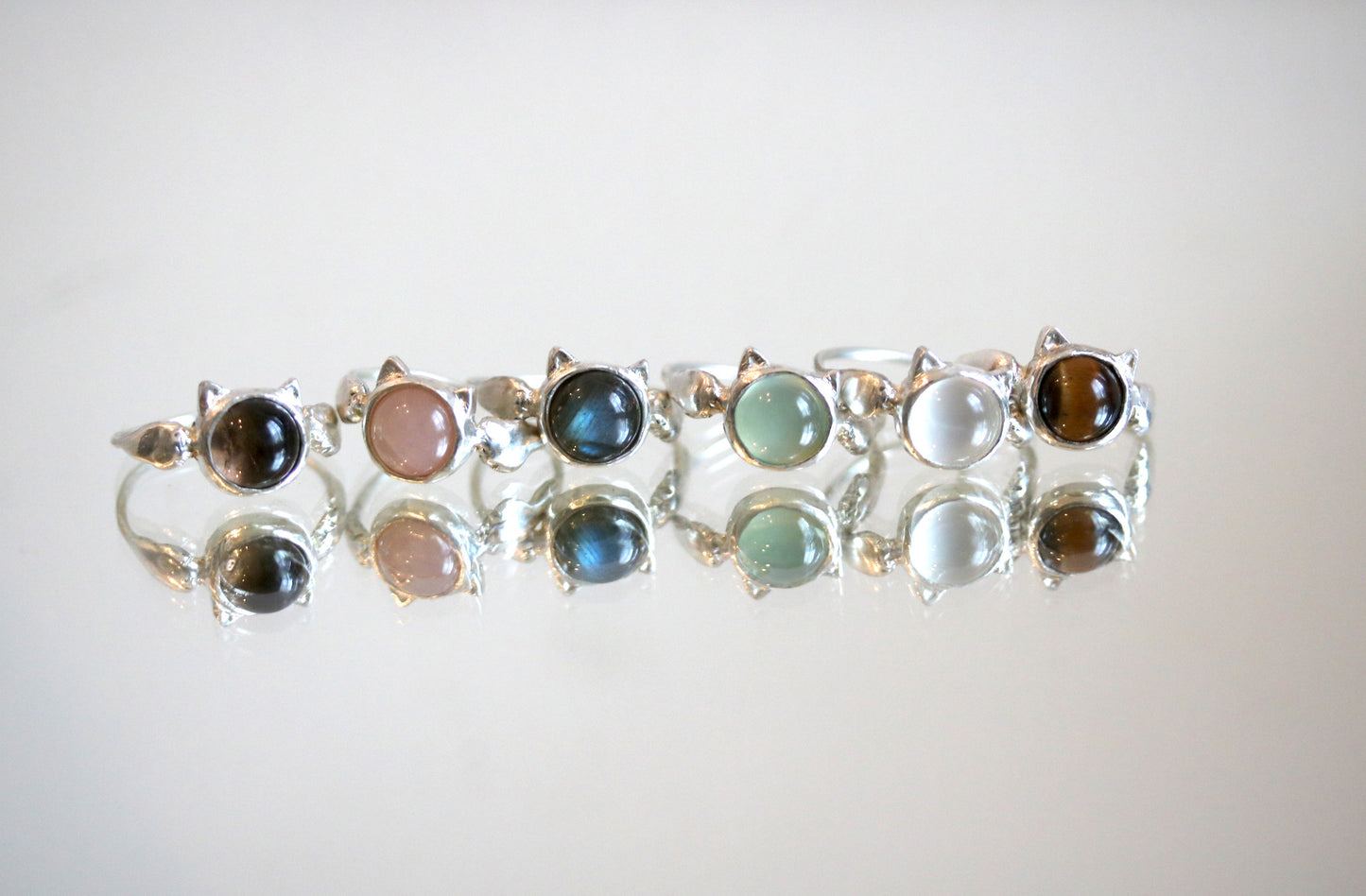 White Moonstone Neko Ring SAMPLE SALE