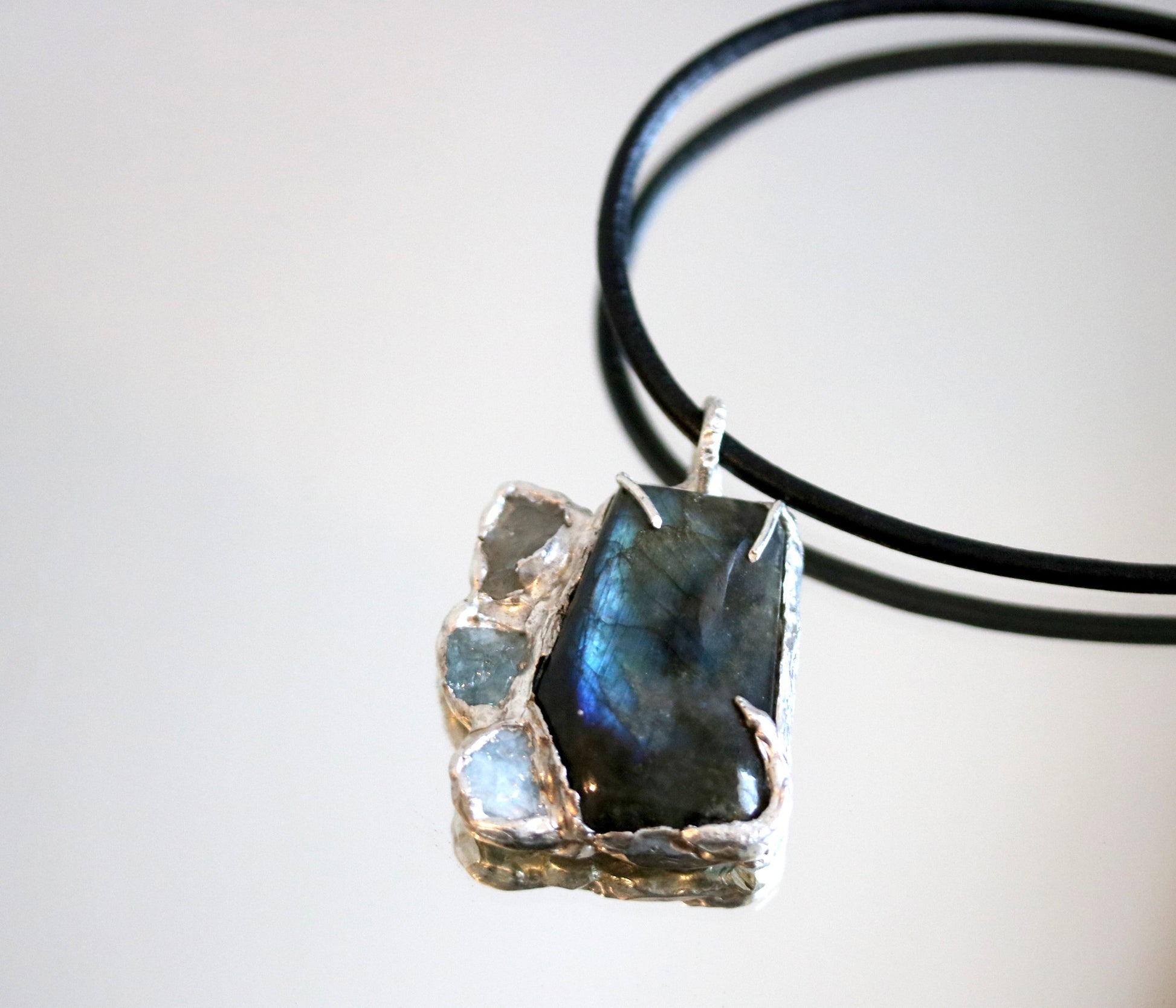labradorite aquamarine pendant