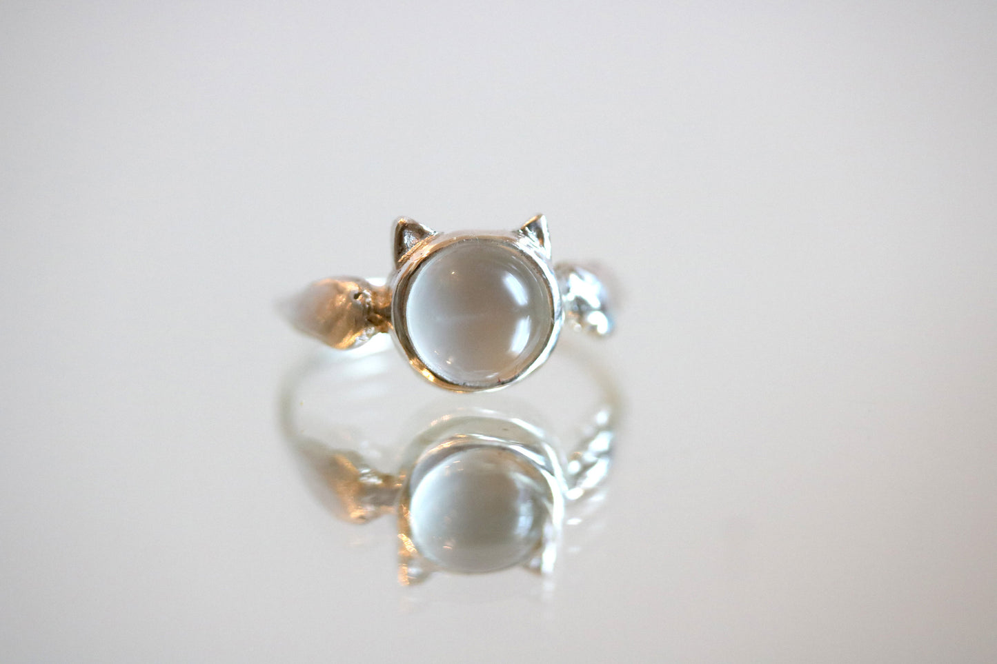 White Moonstone Neko Ring SAMPLE SALE