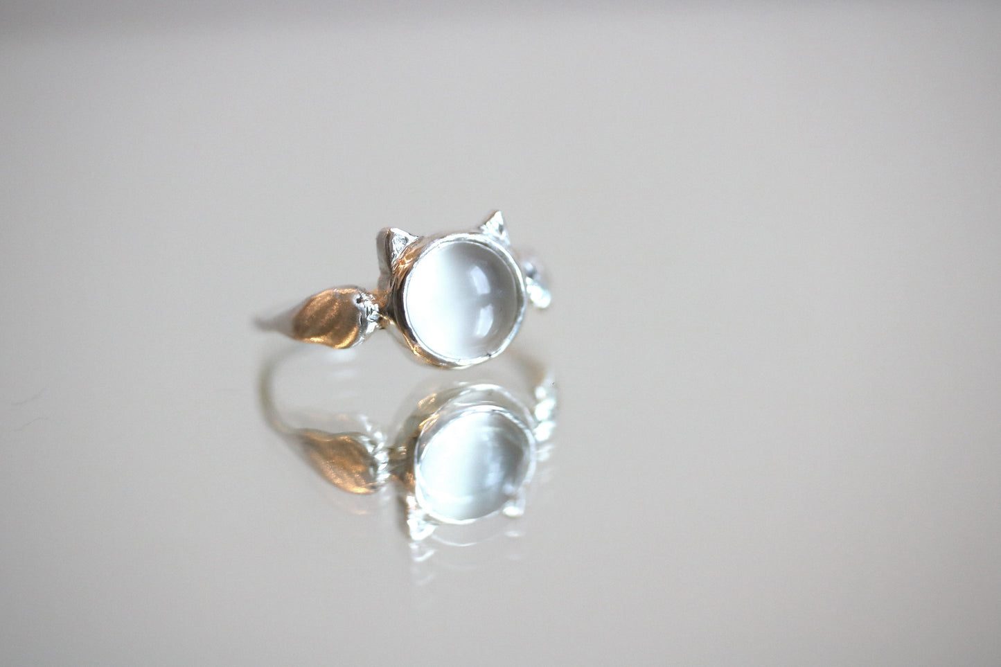 White Moonstone Neko Ring SAMPLE SALE