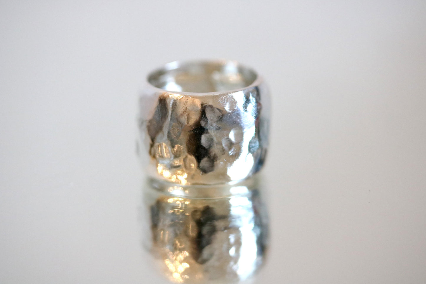 Hammering Textured Wide Ring