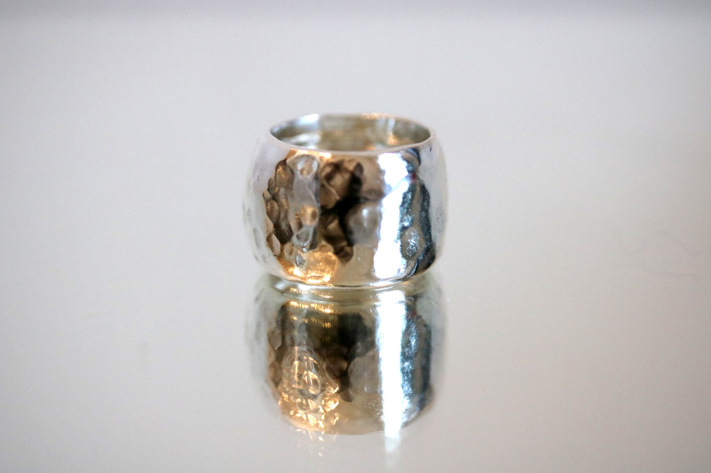 Hammering Textured Wide Ring