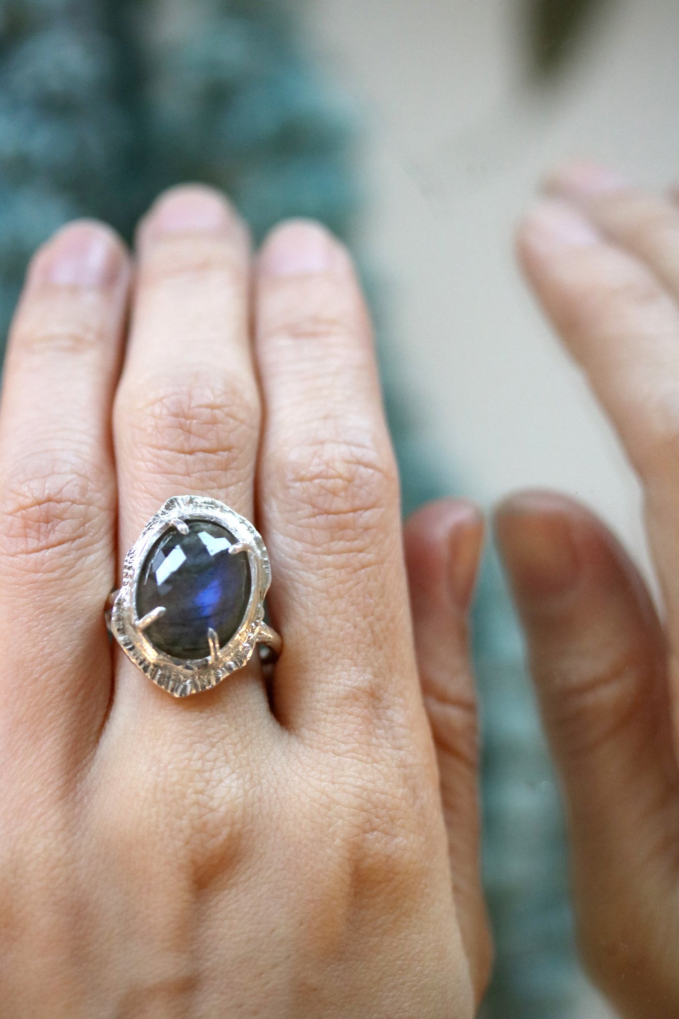 blue labradorite ring