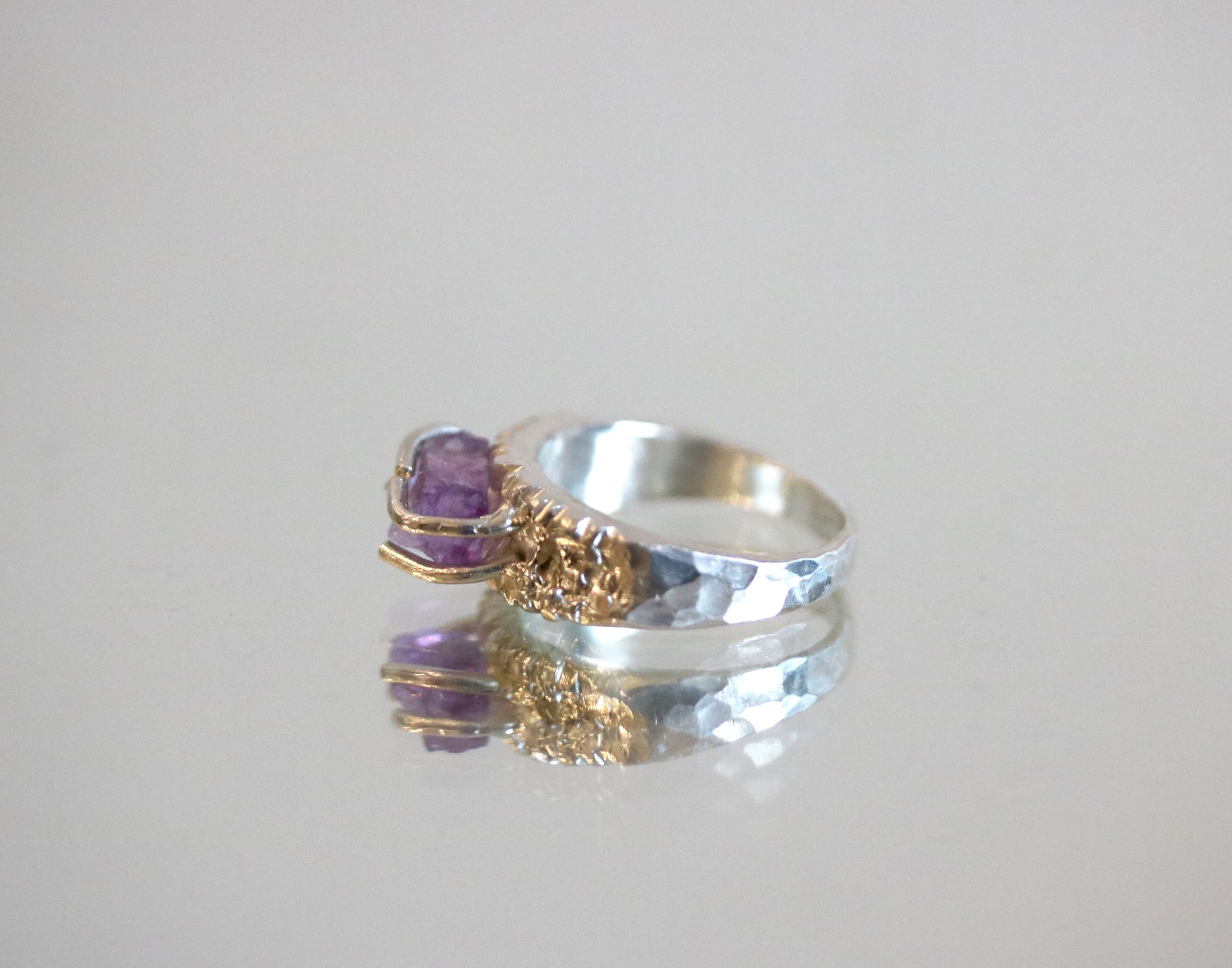 raw amethyst ring
