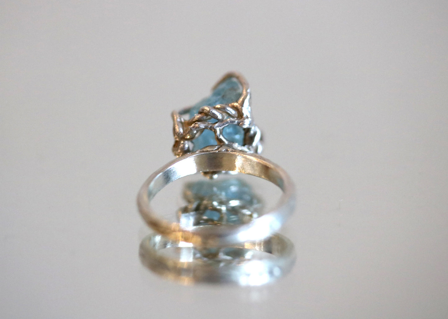 raw aquamarine solitaire ring