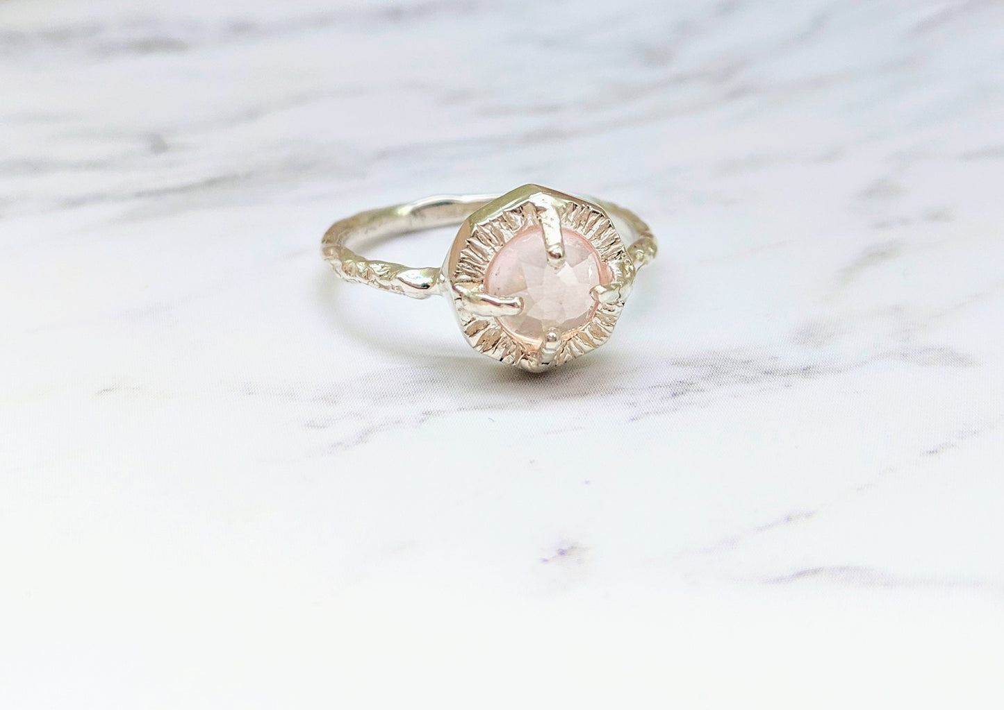 Rose Quartz Silver Ring