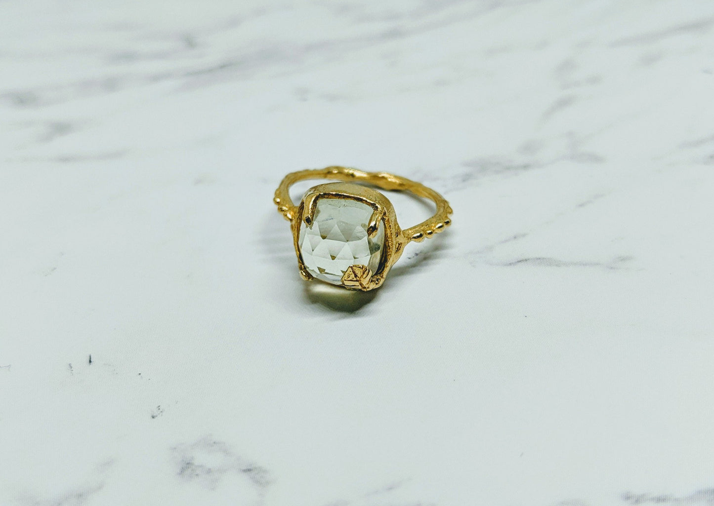 green amethyst gold ring