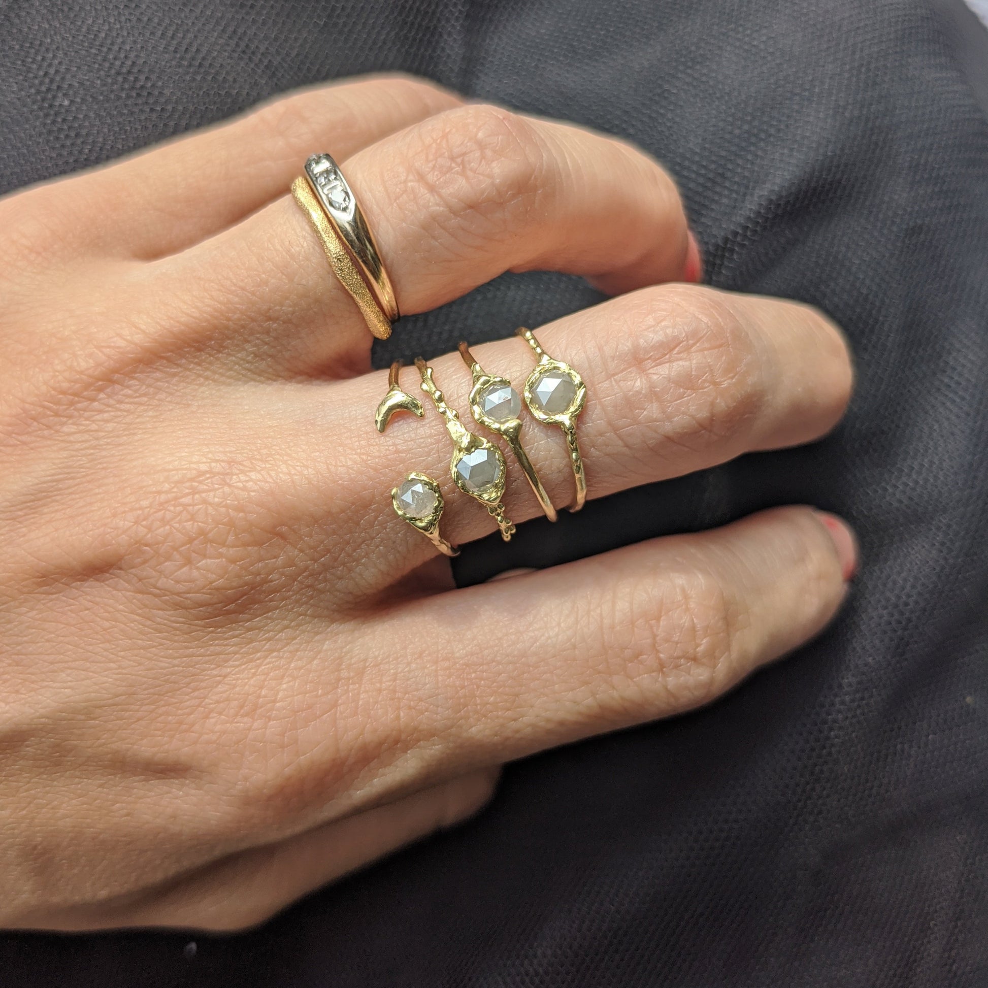 stacking raw diamond ring