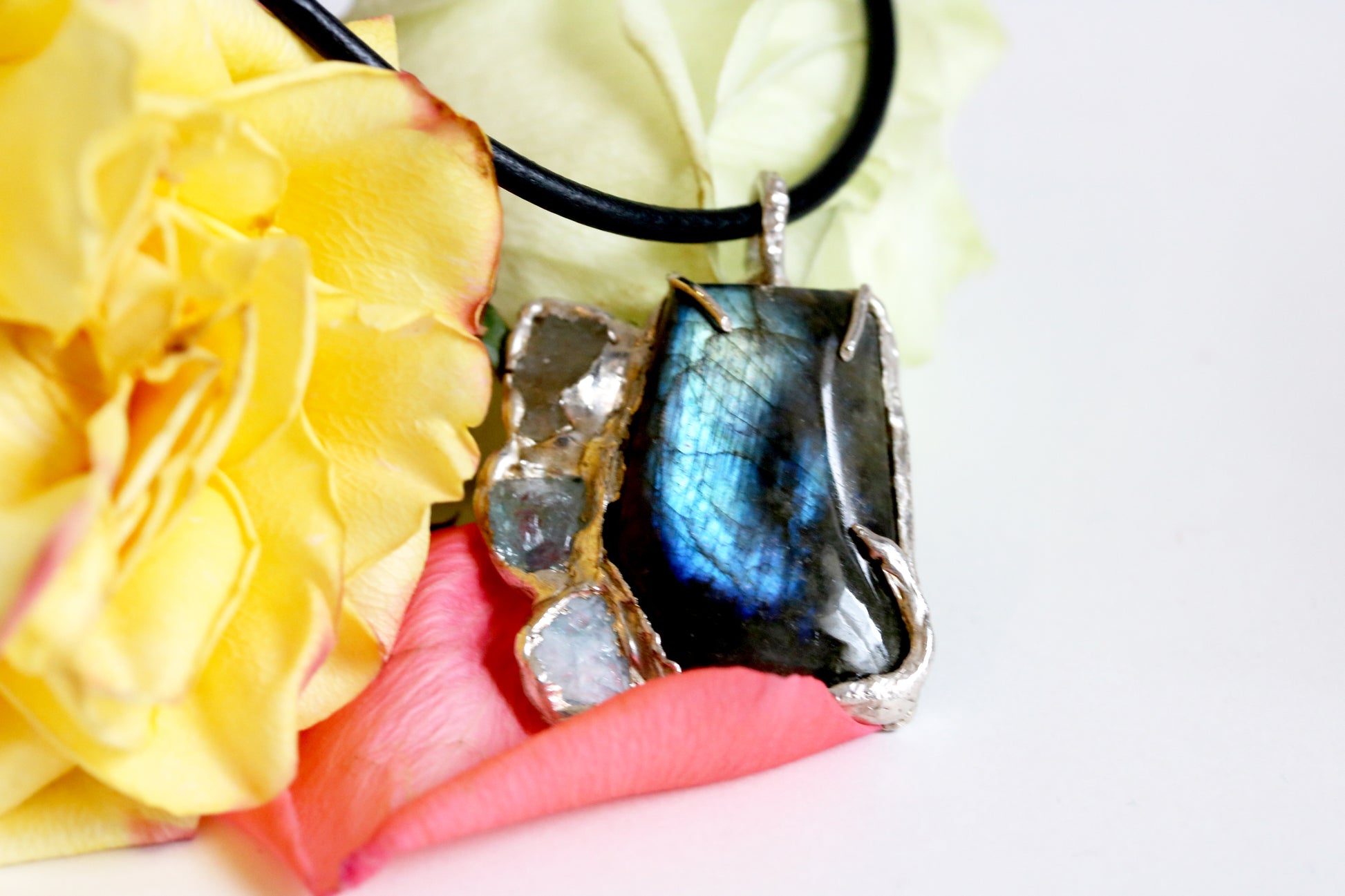 rainbow labradorite statement necklace