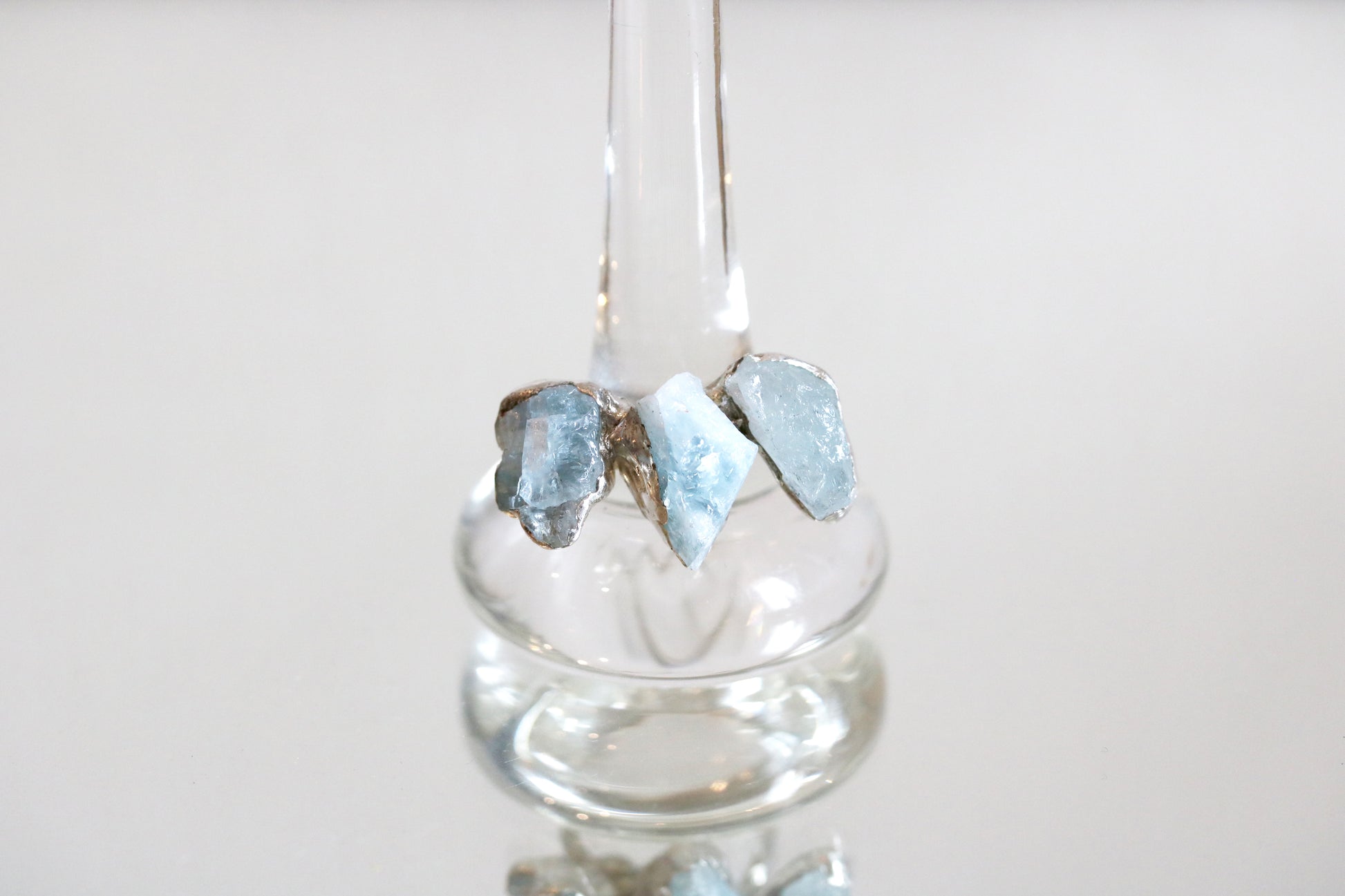 one of a kind raw aquamarine statement ring